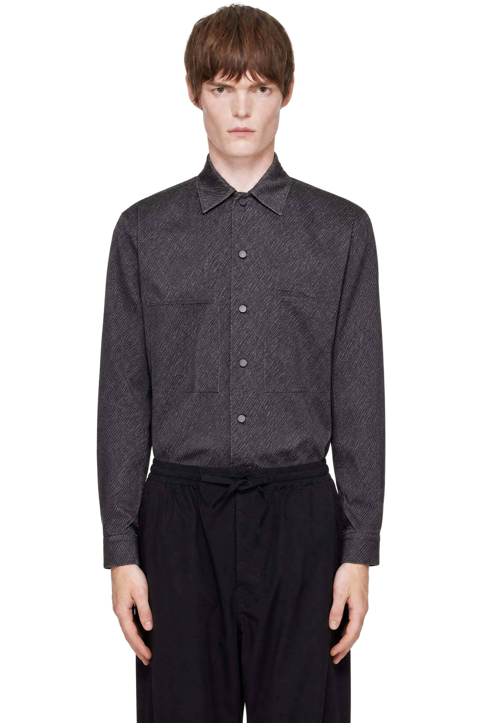 LEMAIRE - Chemise de travail grise à motif imprimé