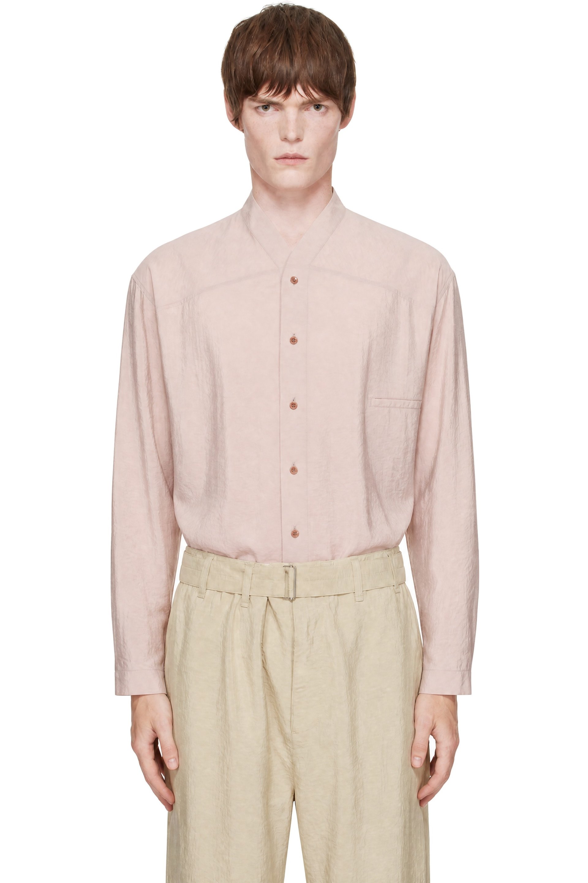 LEMAIRE - Pink V-Neck Shirt