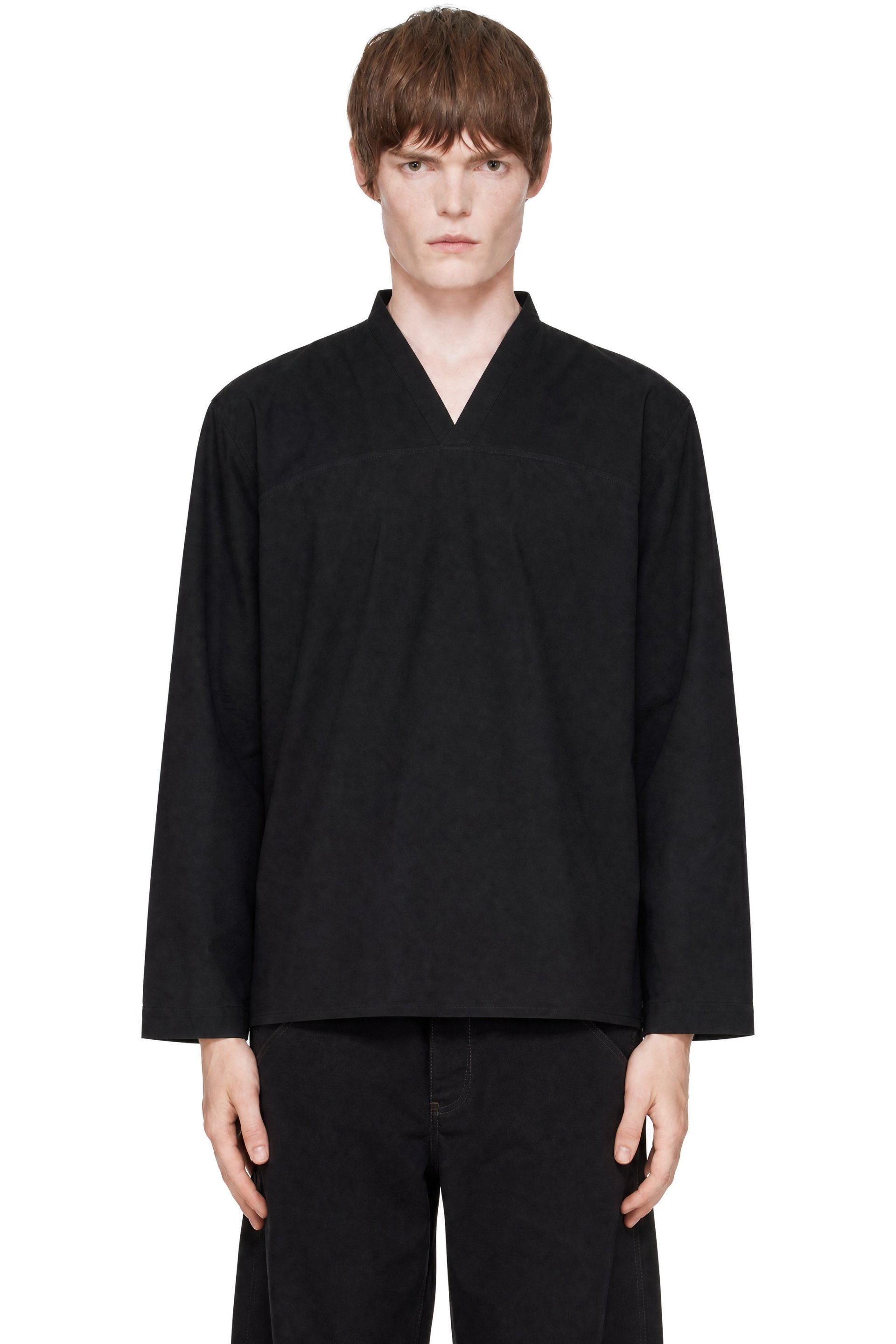 LEMAIRE - Black V-Neck Top