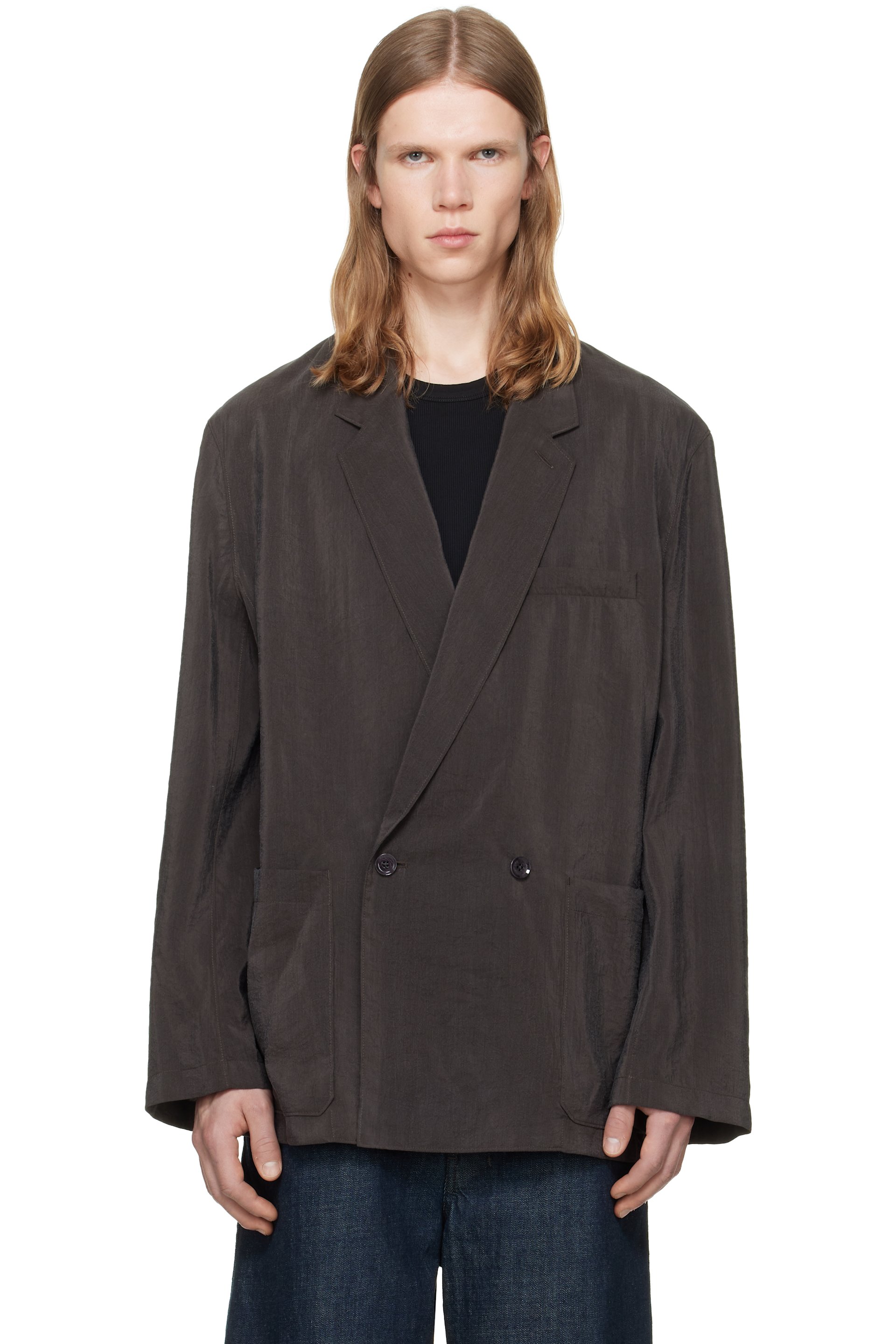 LEMAIRE - Brown Soft Double Breasted Blazer.