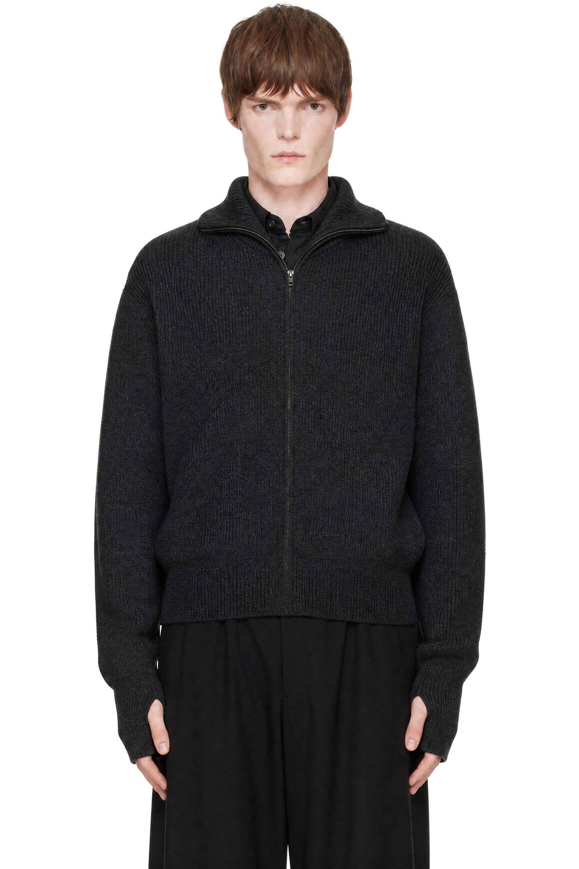 LEMAIRE - Gray Zipped Cardigan Sweater