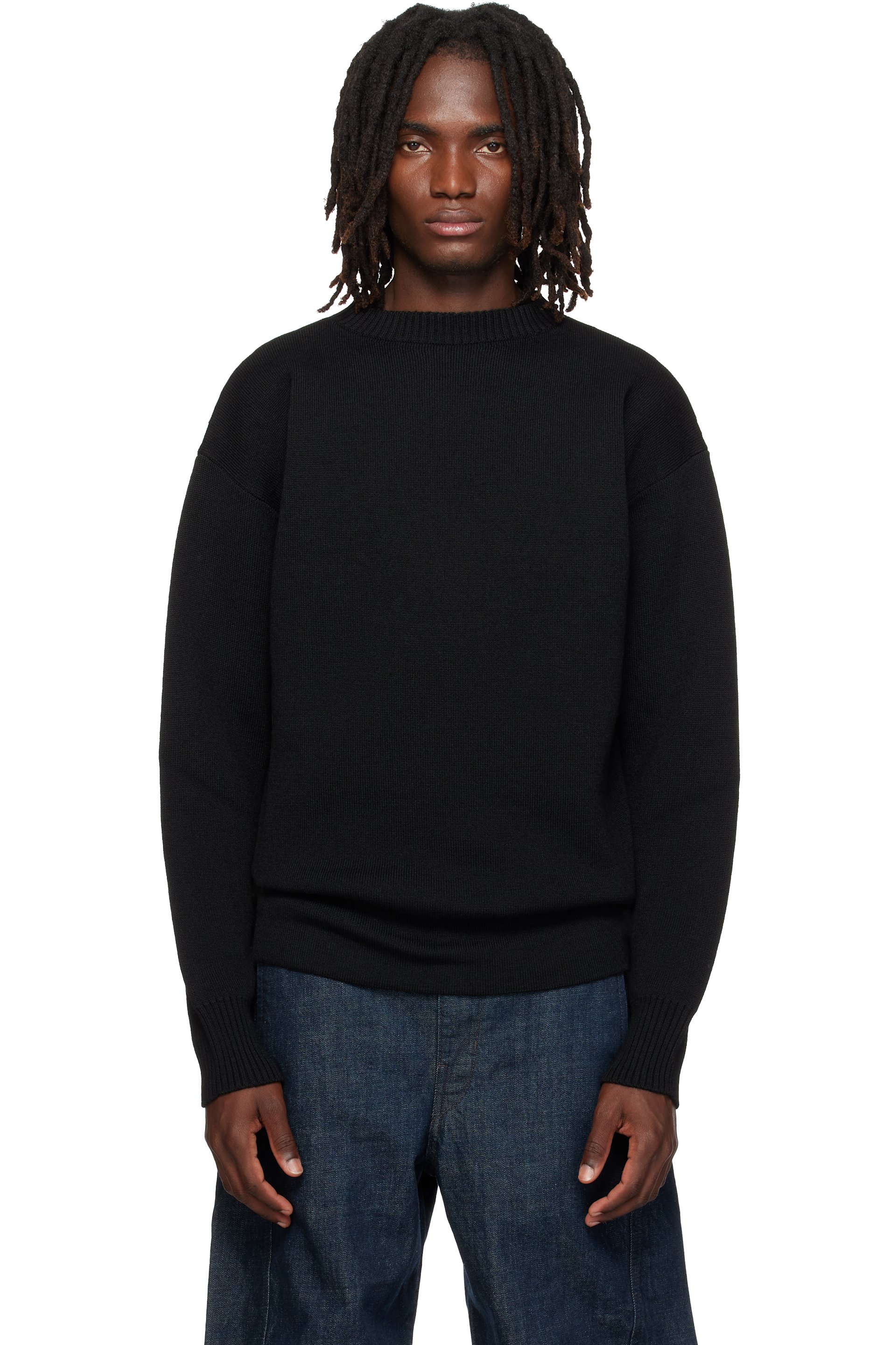 LEMAIRE - Black Boat-Neck Double-Face Virgin Wool Sweater