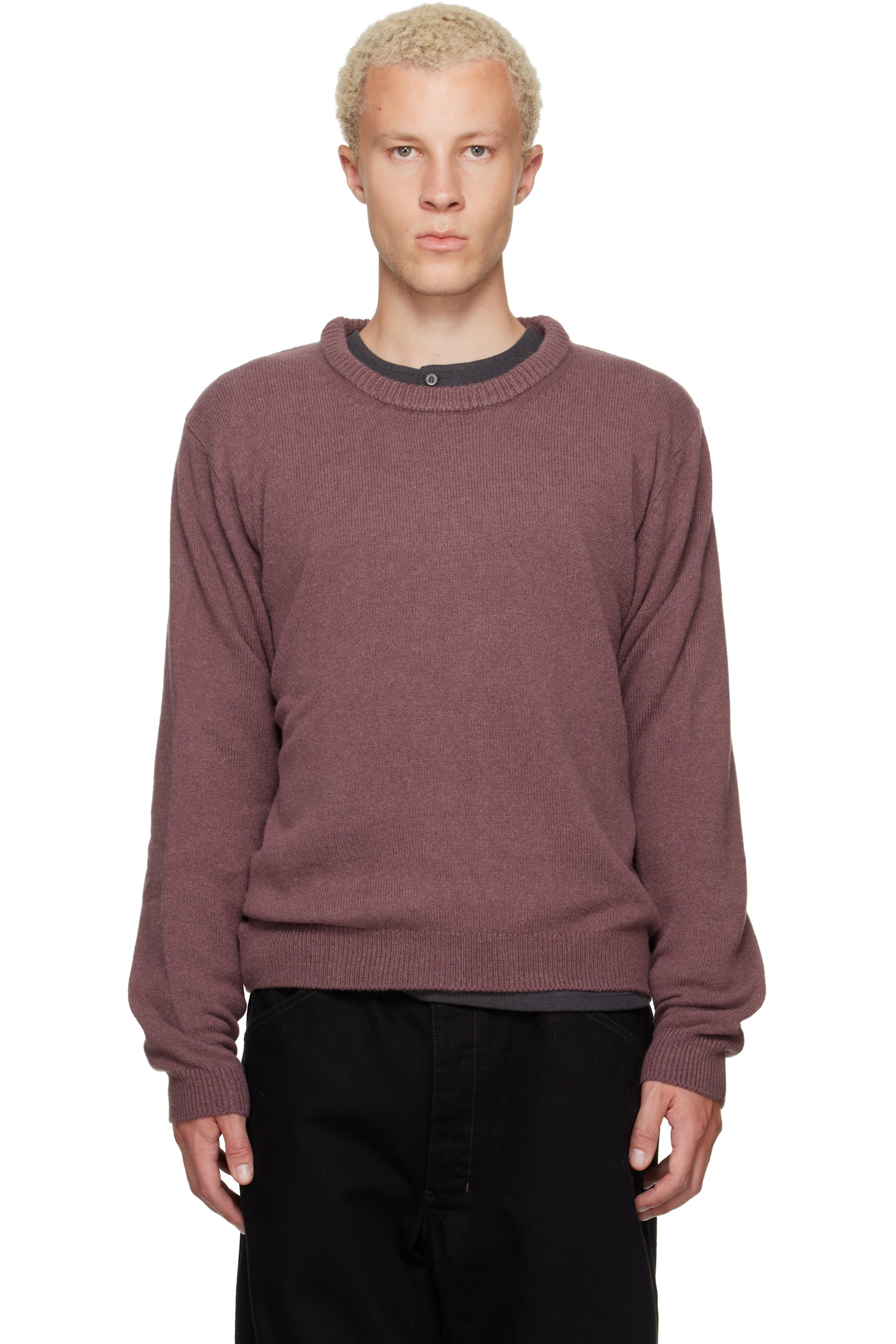 LEMAIRE - Purple Crew-Neck Alpaca Wool Blend Sweater