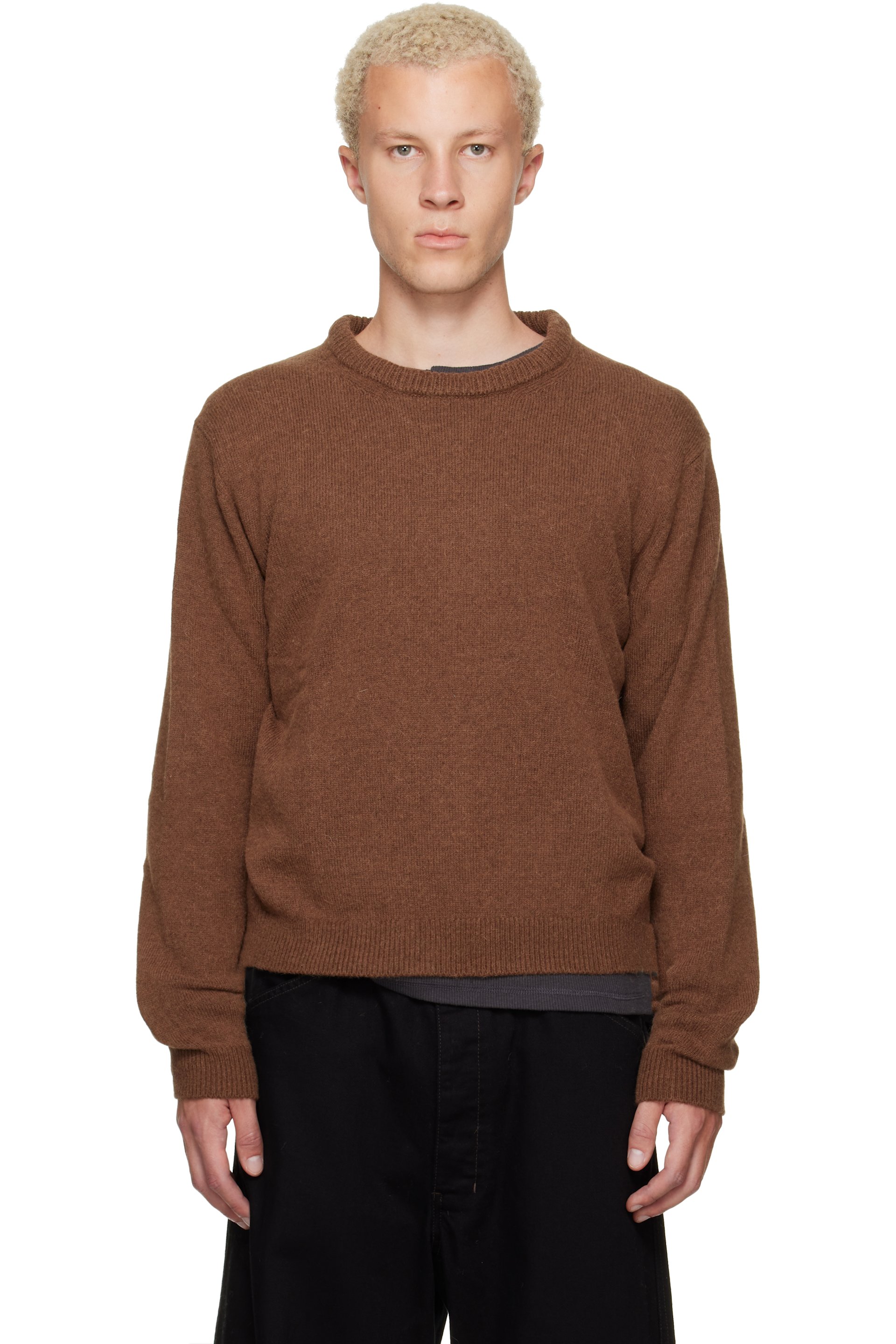 LEMAIRE - Brown Crew-Neck Alpaca Wool Blend Sweater