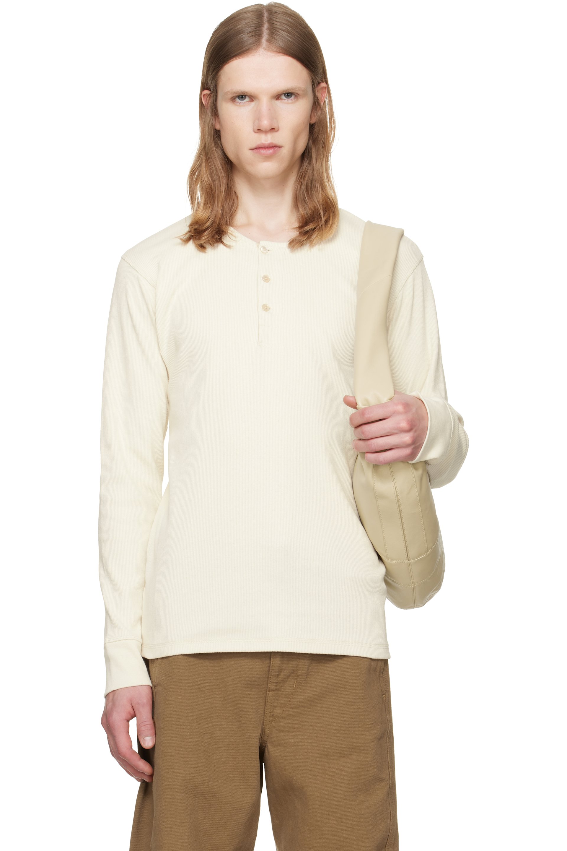 LEMAIRE - Off-White Long Sleeve Henley T-shirt