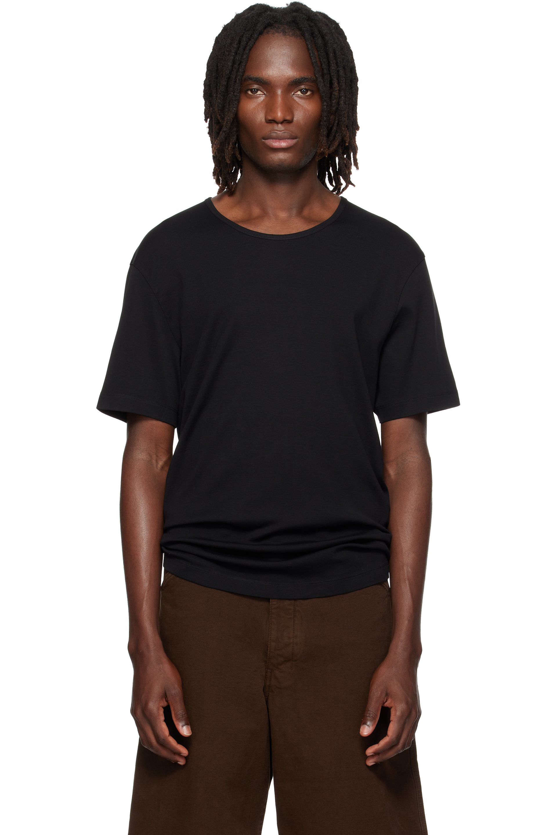 LEMAIRE - Black Scoop-Neck T-shirt