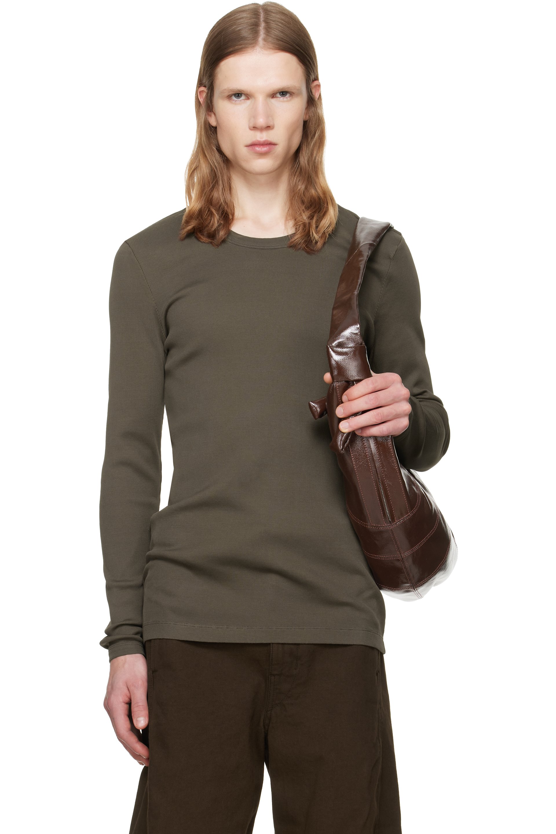 LEMAIRE - Brown Long-Sleeve T-shirt