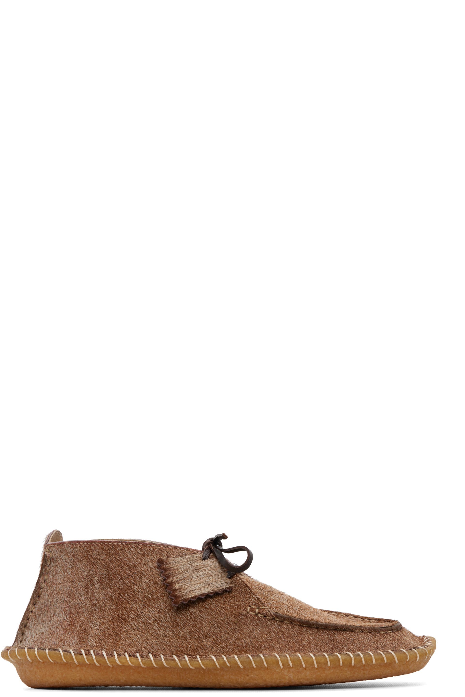 LEMAIRE - Brown Horsy Hair Leather Moc Boots