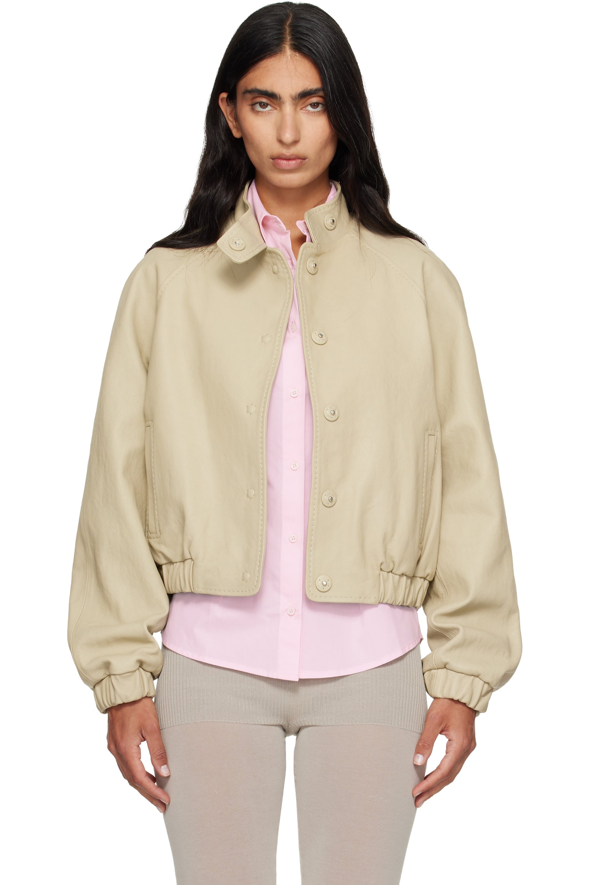 Paloma Wool - Beige Raim Leather Jacket