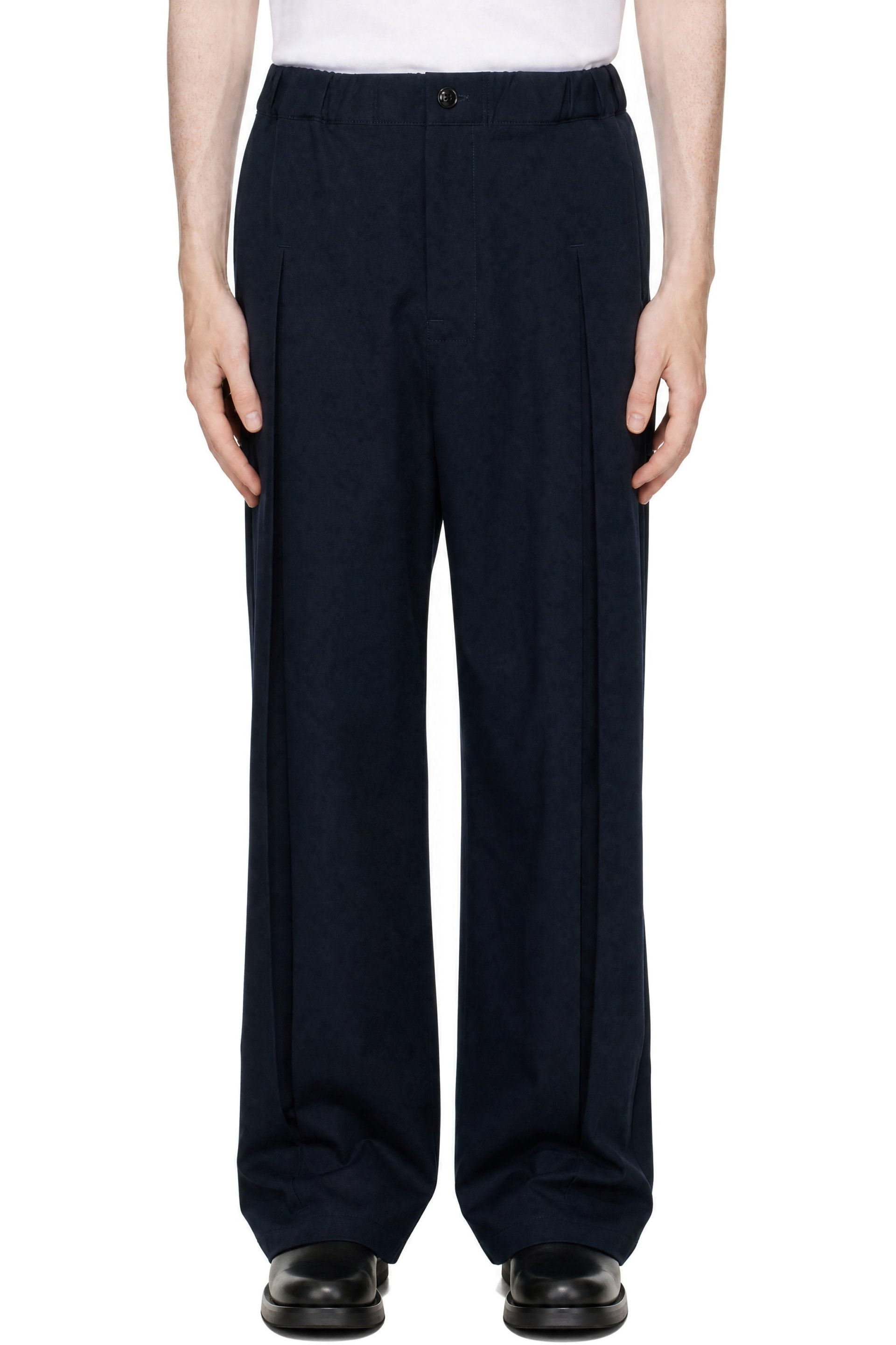 SAGE NATION - Navy Box Pleat Trousers