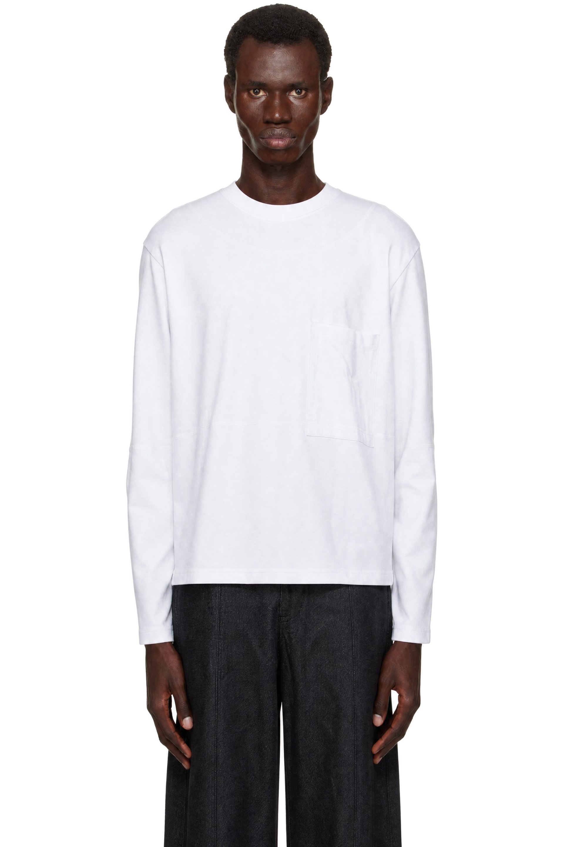 SAGE NATION - White Cross Stitch Long Sleeve T-shirt