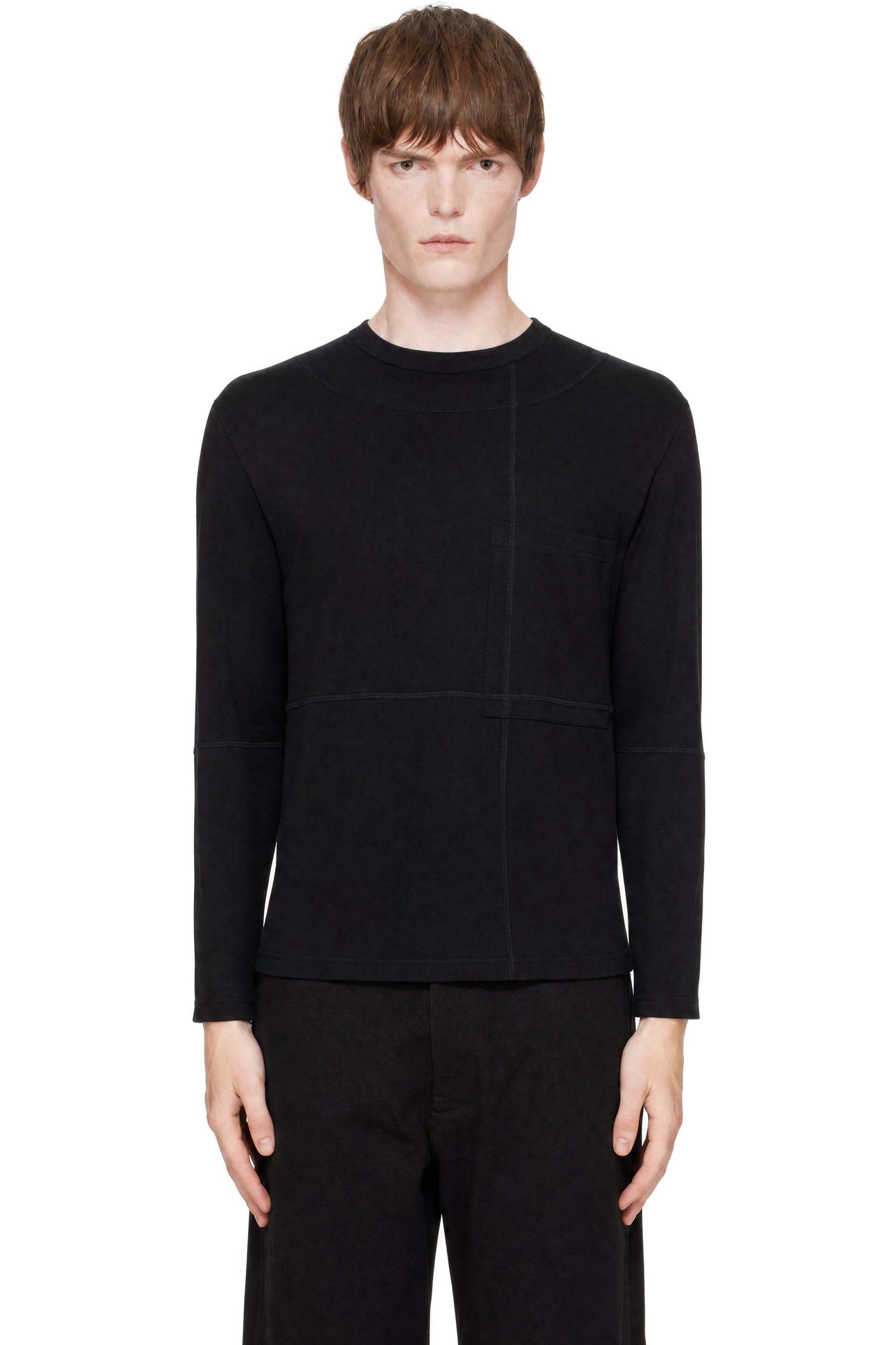 SAGE NATION - Black Cross Stitch Long Sleeve T-shirt