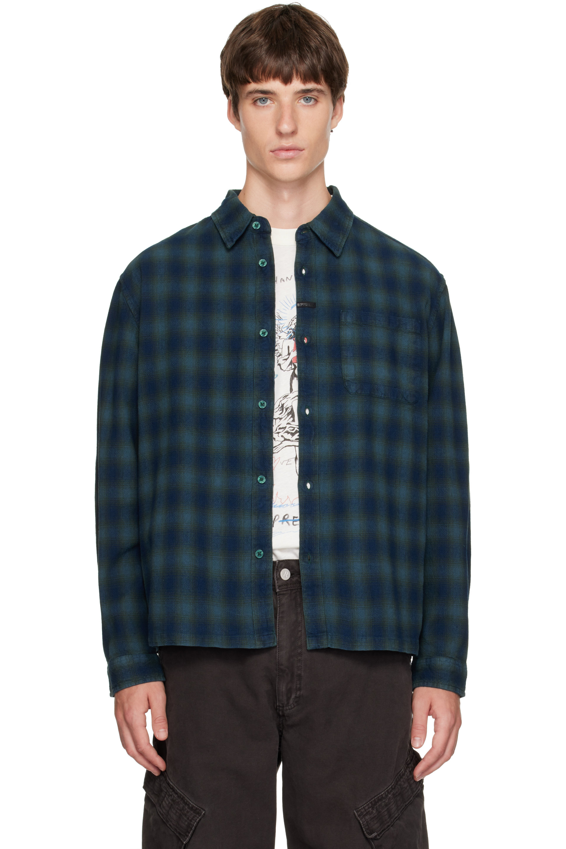 Represent - Blue & Green Reversible Resent Plaid Shirt