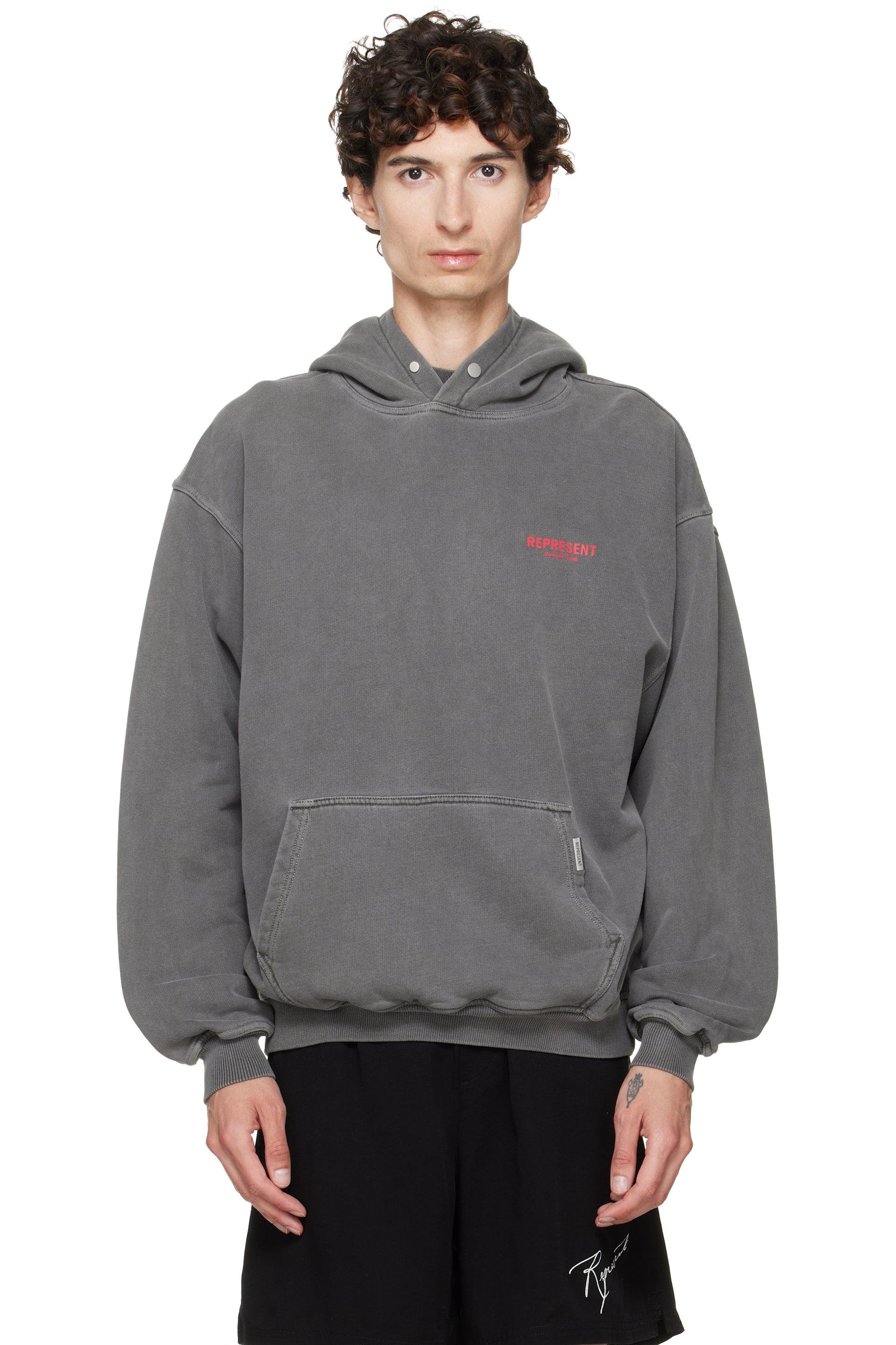 Represent - Gray Printed 'Owners Club' Hoodie