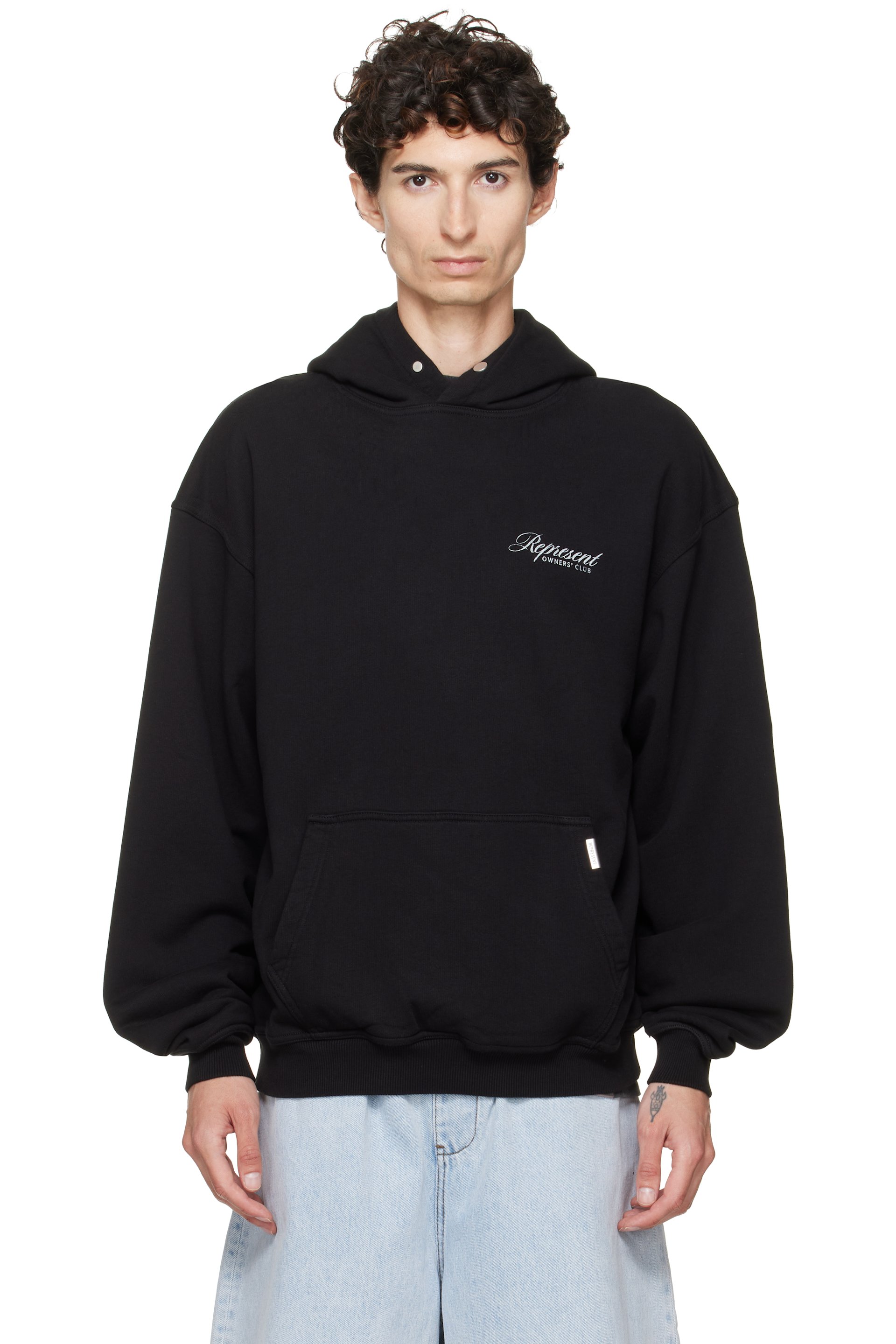 Represent - Black Printed 'Owners Club' Script Hoodie
