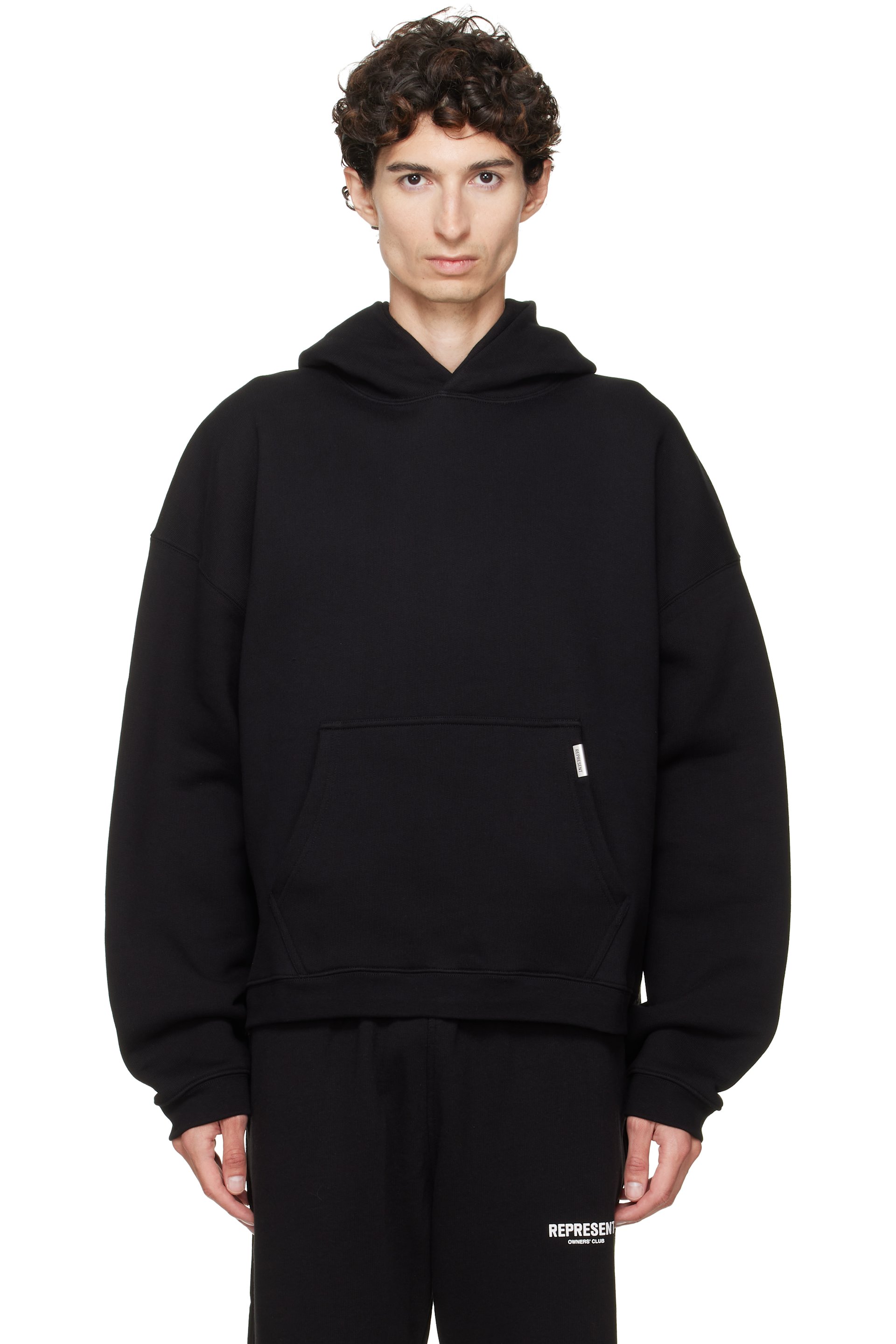 Represent - Black Initial Boxy Hoodie