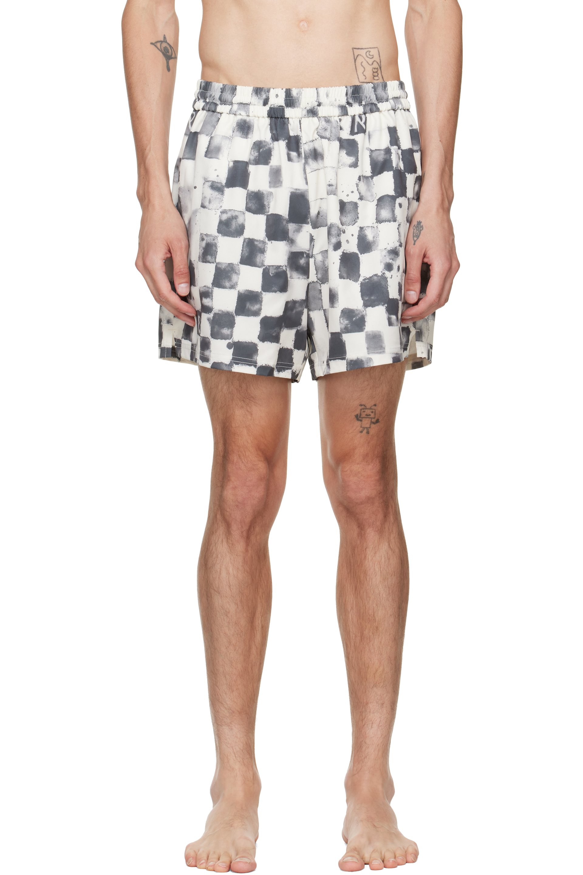 Represent - Black & White Pool Side Swim Shorts
