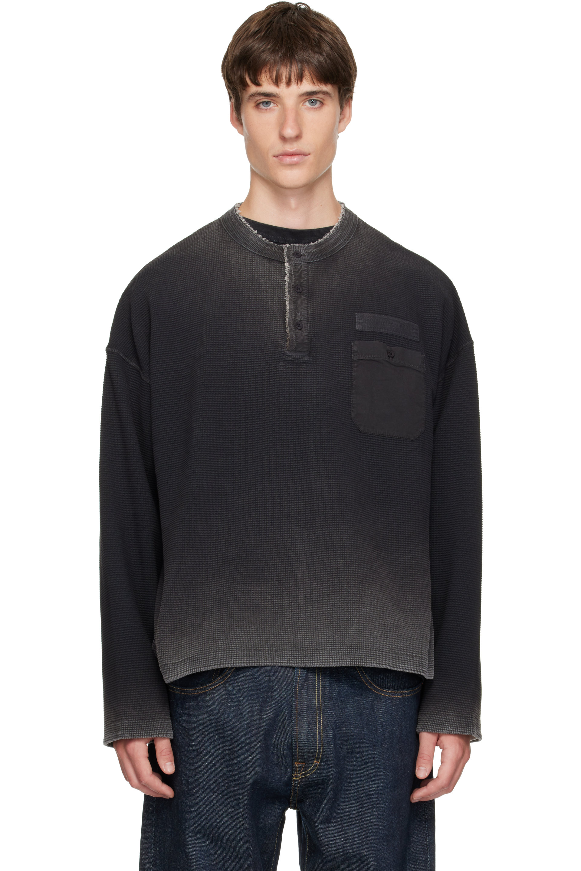 Represent - Black Heavyweight Henley