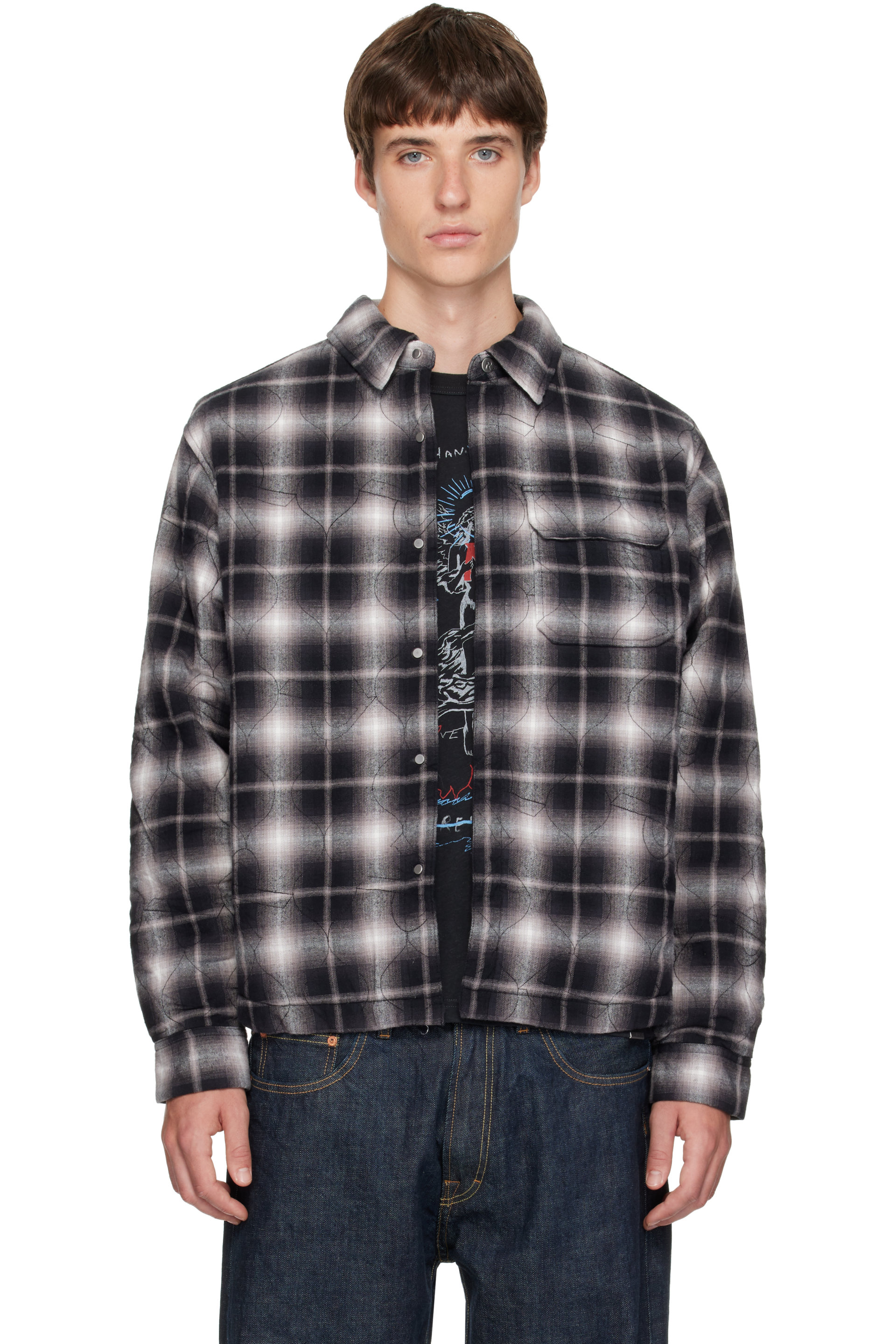 Represent - Black Logo Quilted Shirt