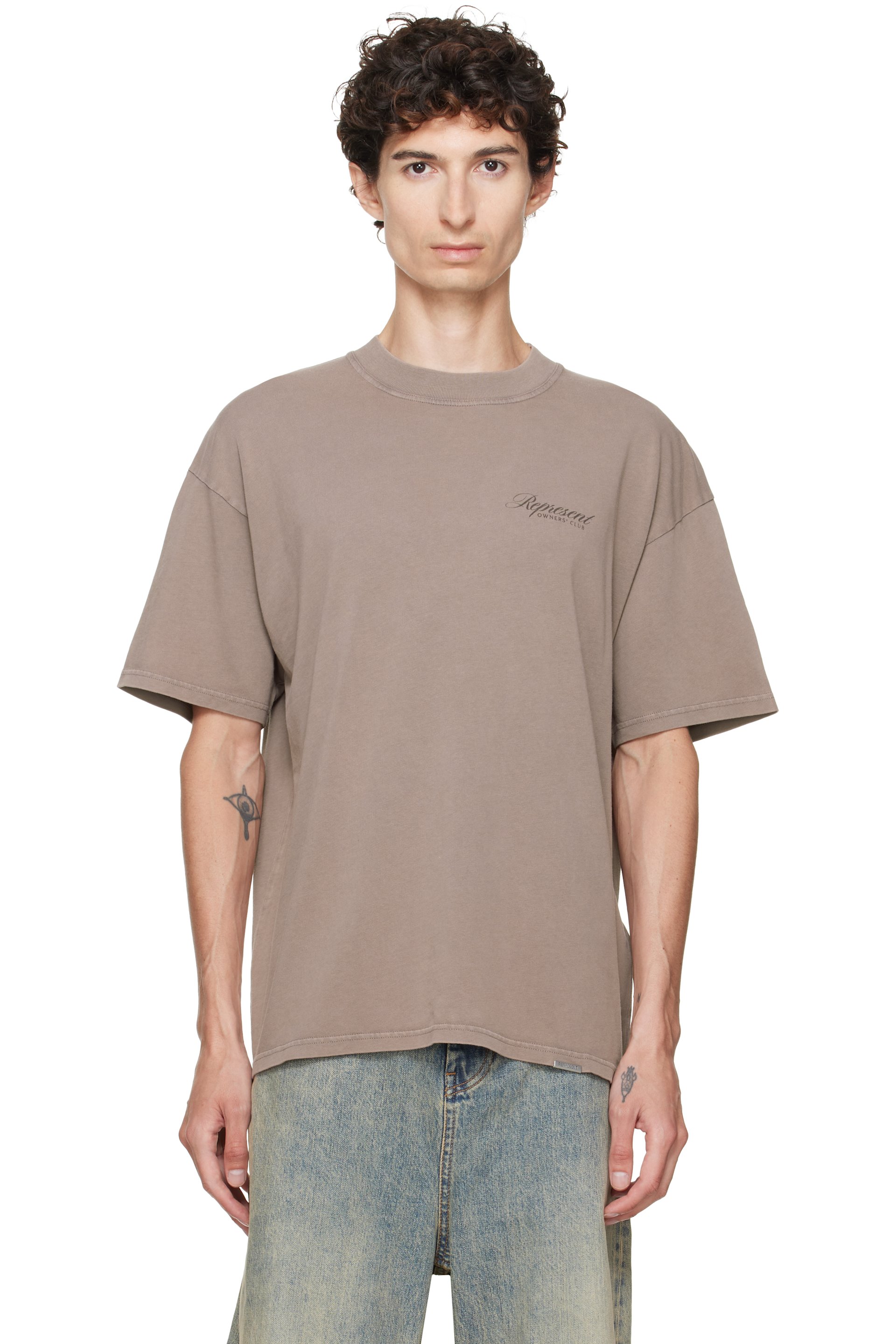 Represent - T-shirt 'Owners Club' brun à logo manuscrit