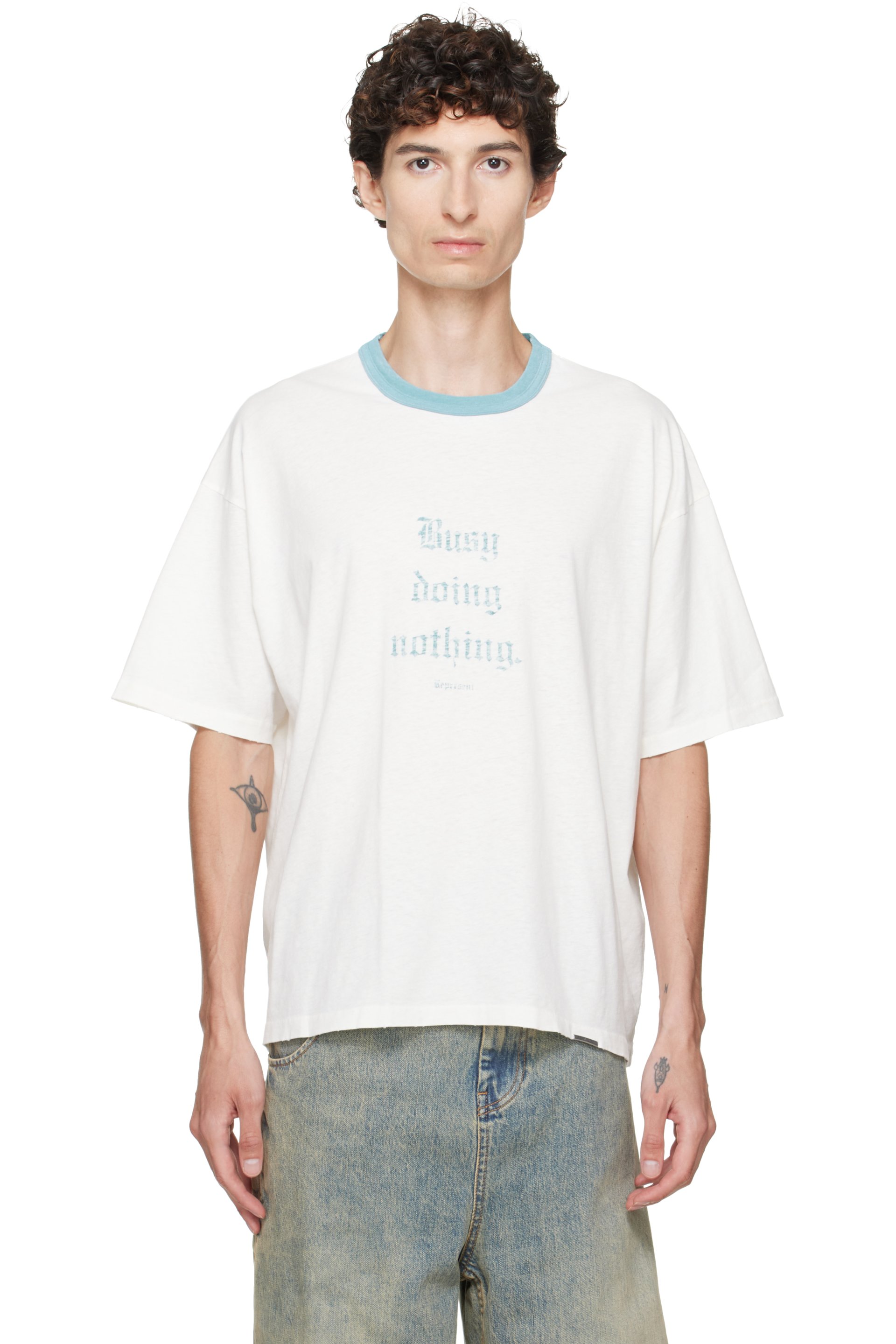 Represent - T-shirt 'Busy Doing Nothing' blanc