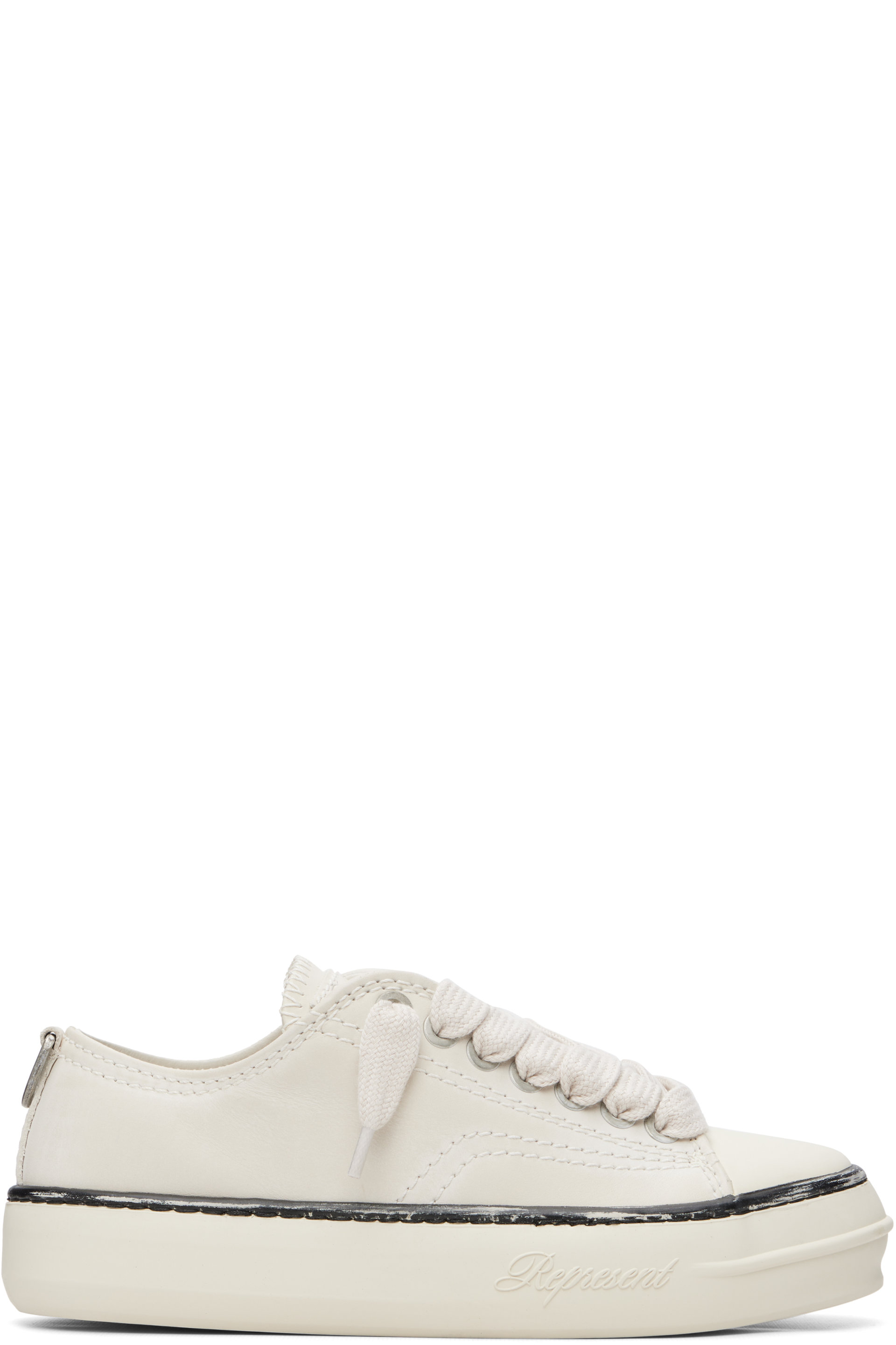 Represent - Off-White Rep-Cap Distressed Leather Sneakers