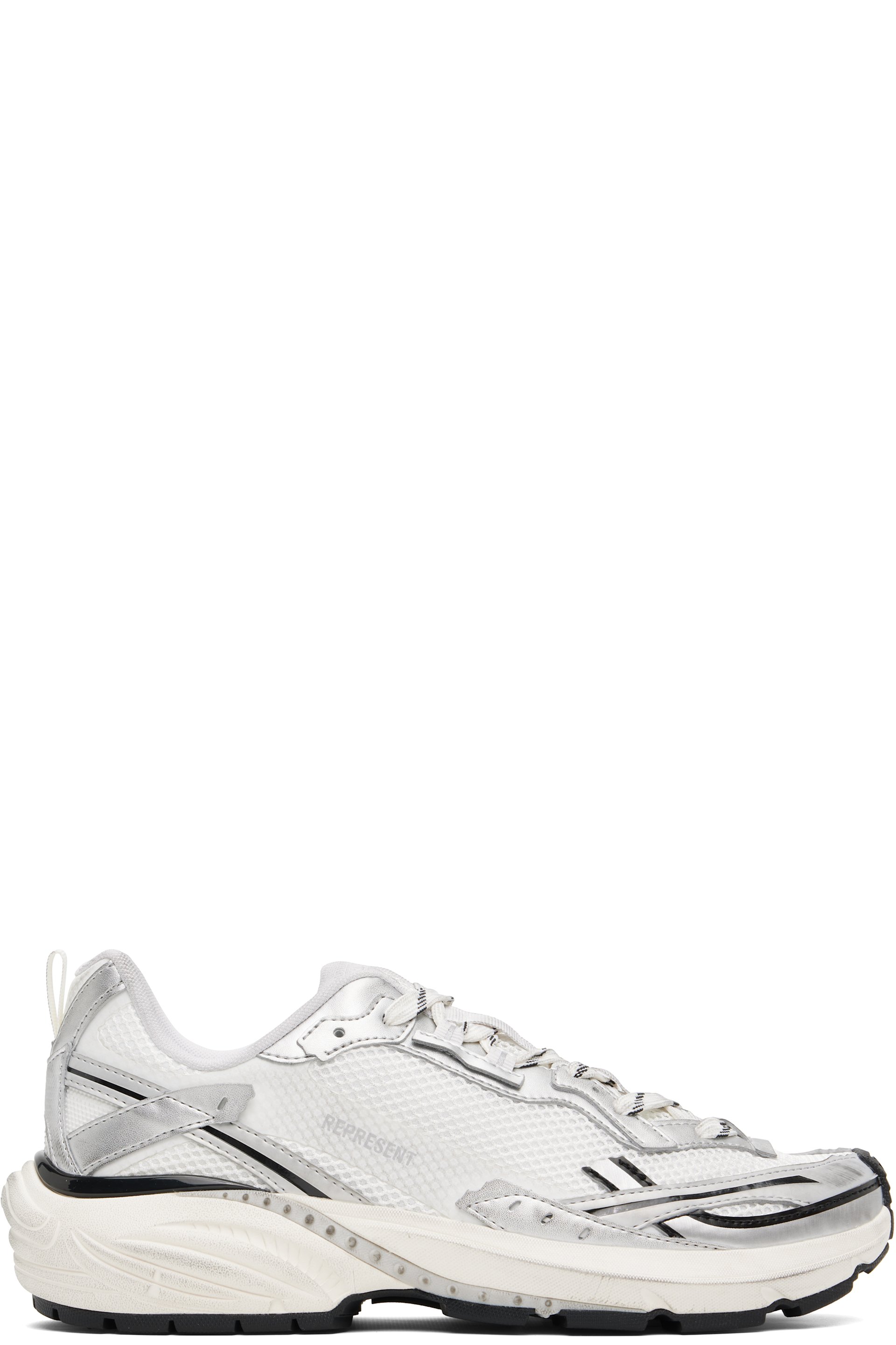 Represent - Gray & White Storm Torn Sneakers
