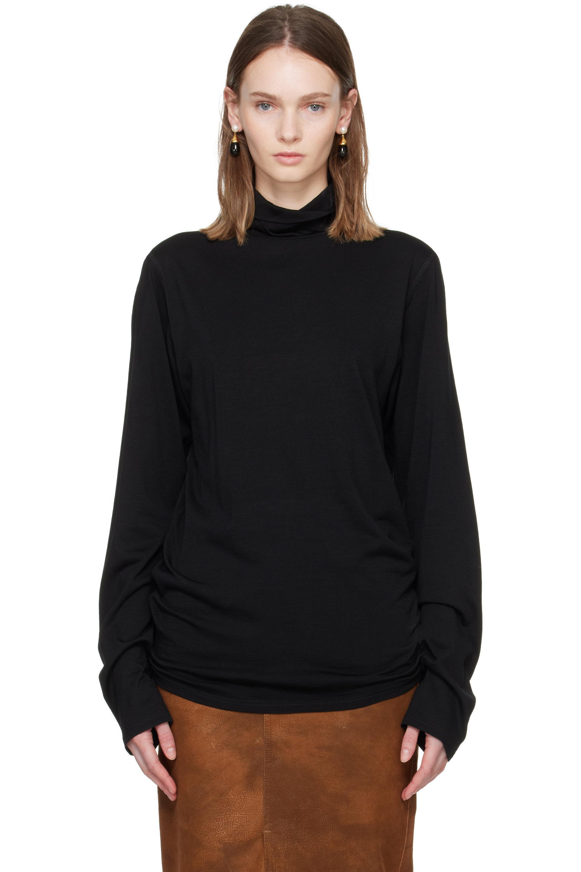 Rier - Black Polar Jersey Turtleneck Sweatshirt