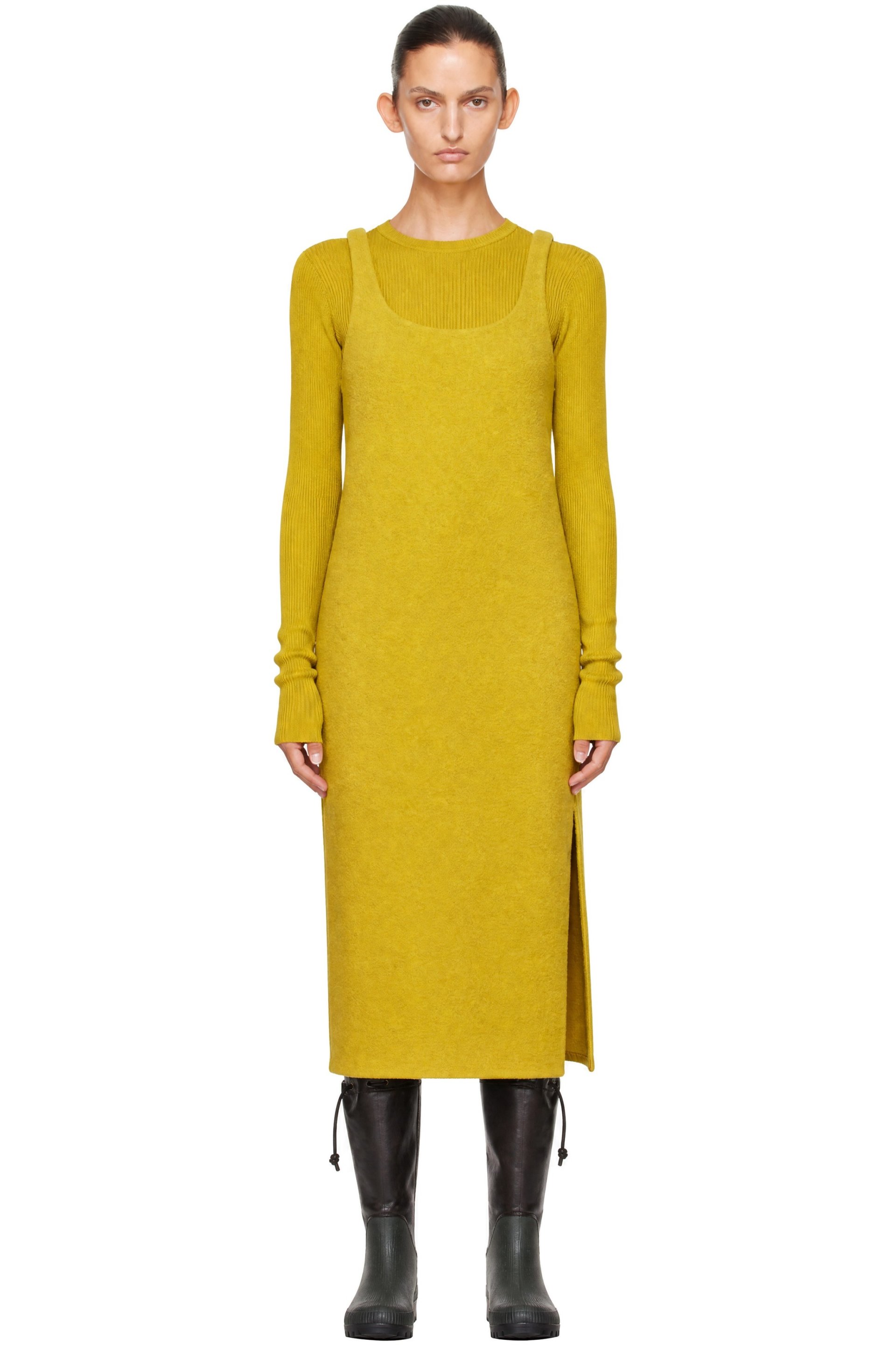 Rier - Yellow Walker Slip Midi Dress