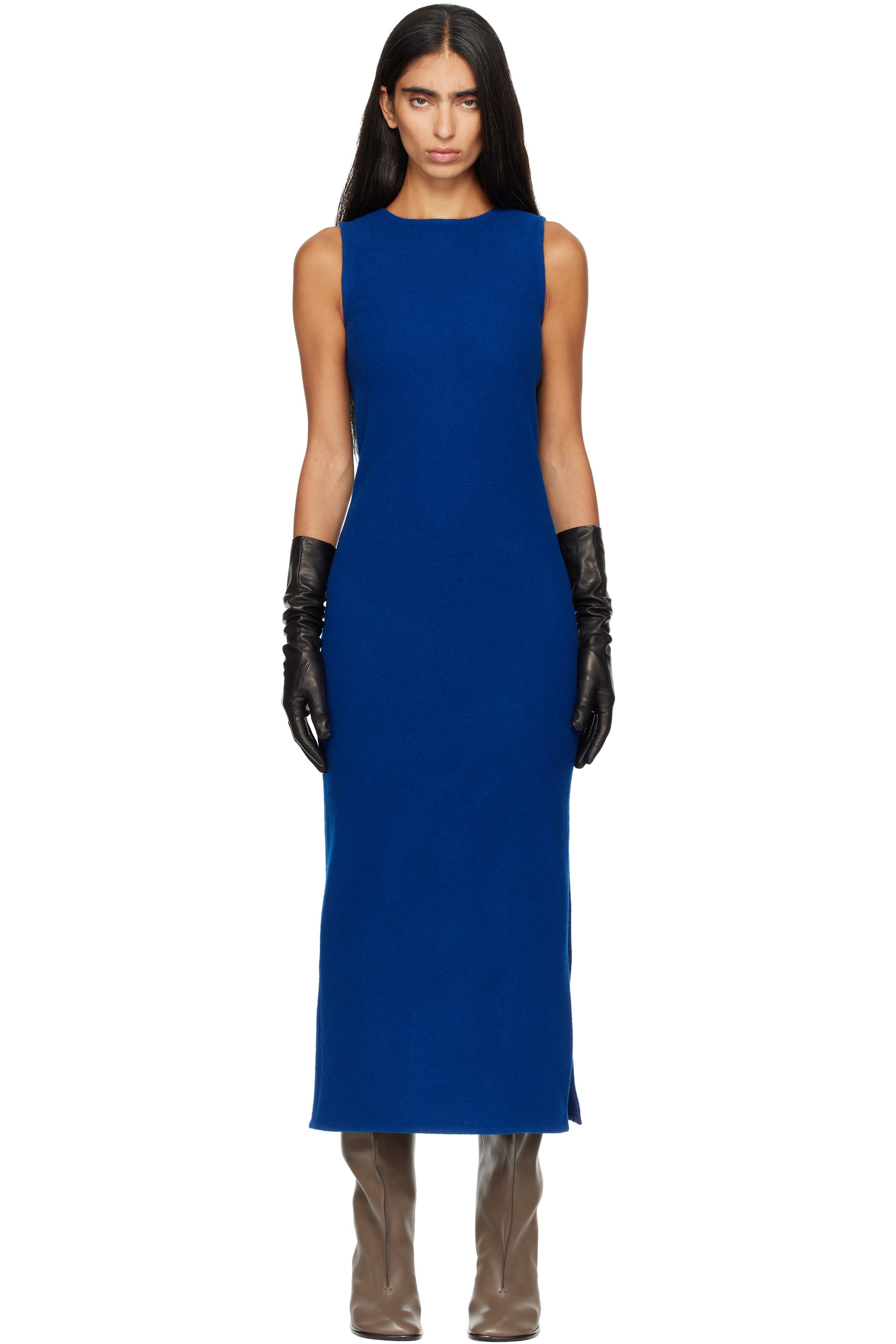 Rier - Navy Fleece Midi Dress