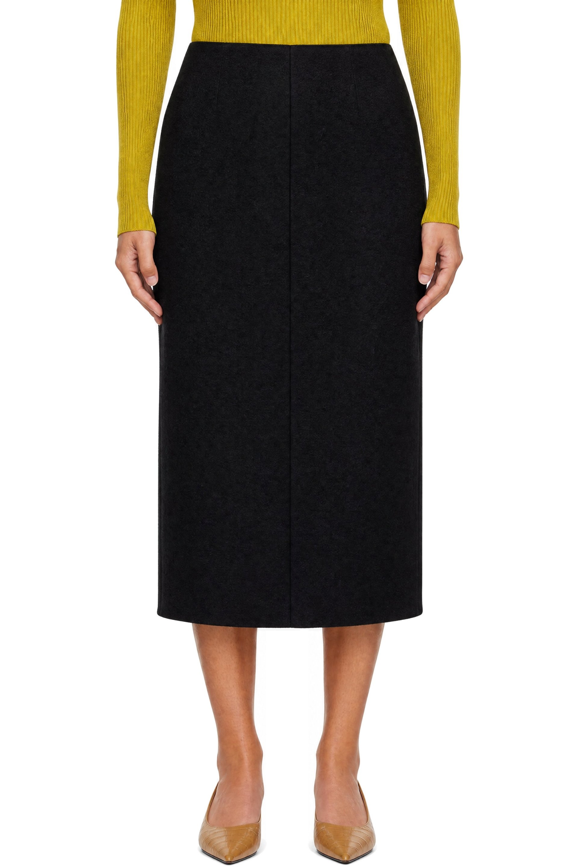 Rier - Black Walker Pleat Midi Skirt