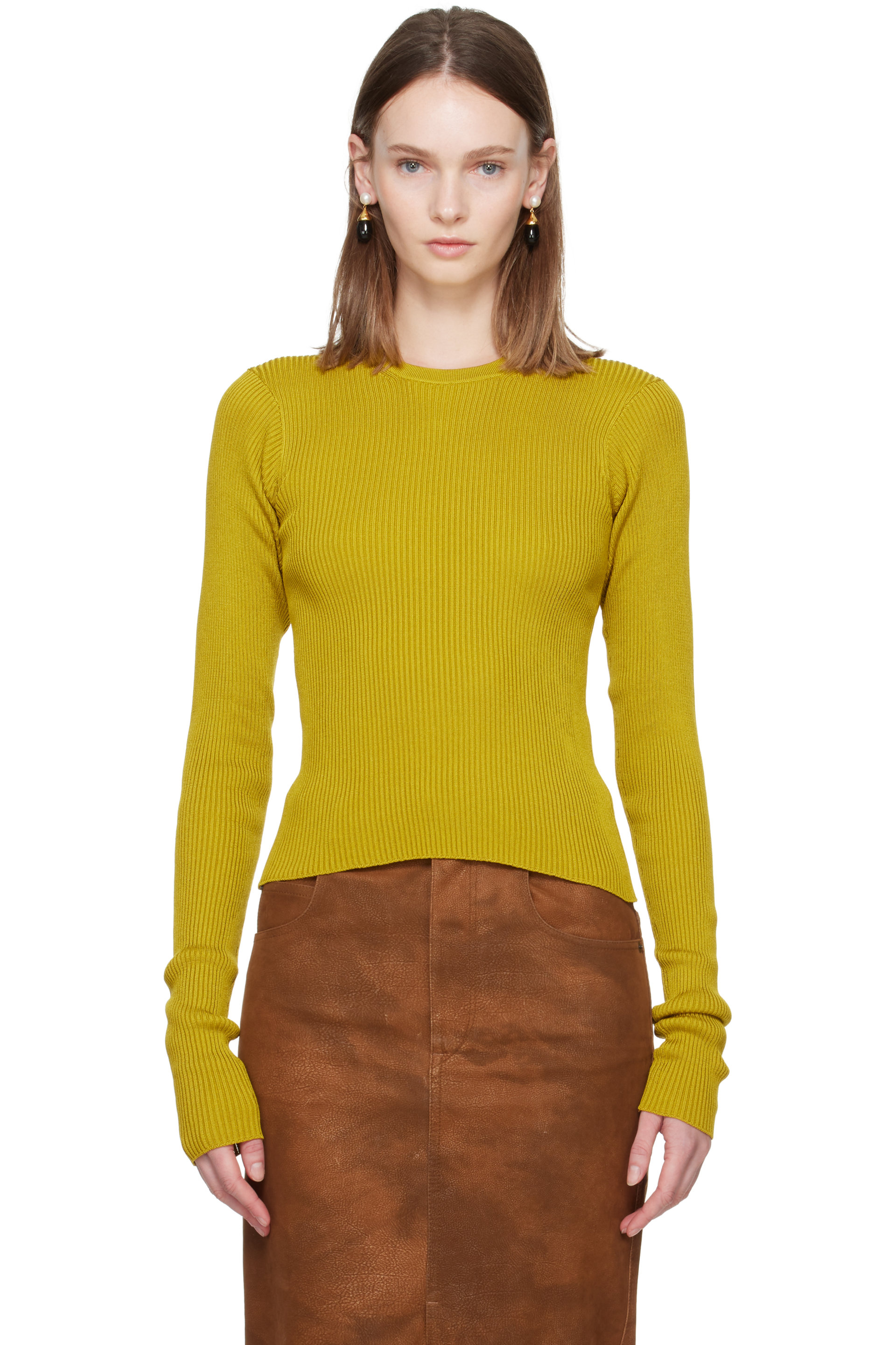 Rier - Yellow Fine Rib T-shirt