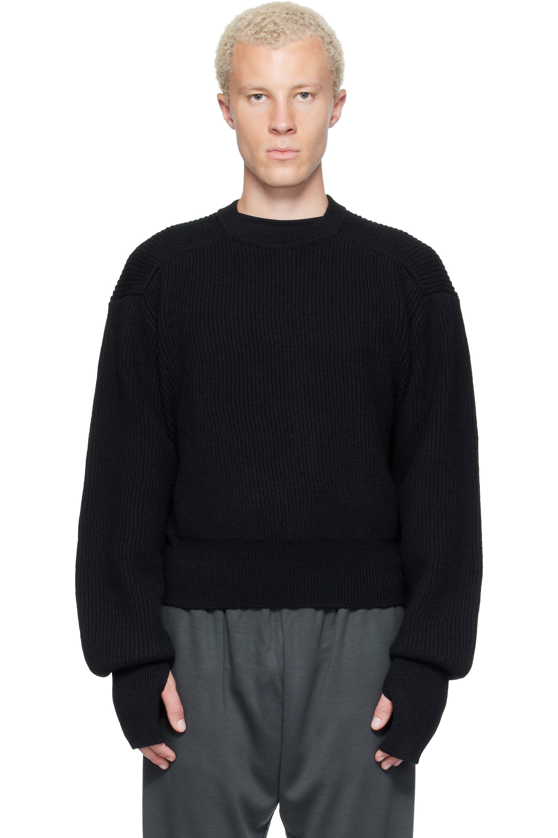 Rier - Black Roundneck Utility Sweater