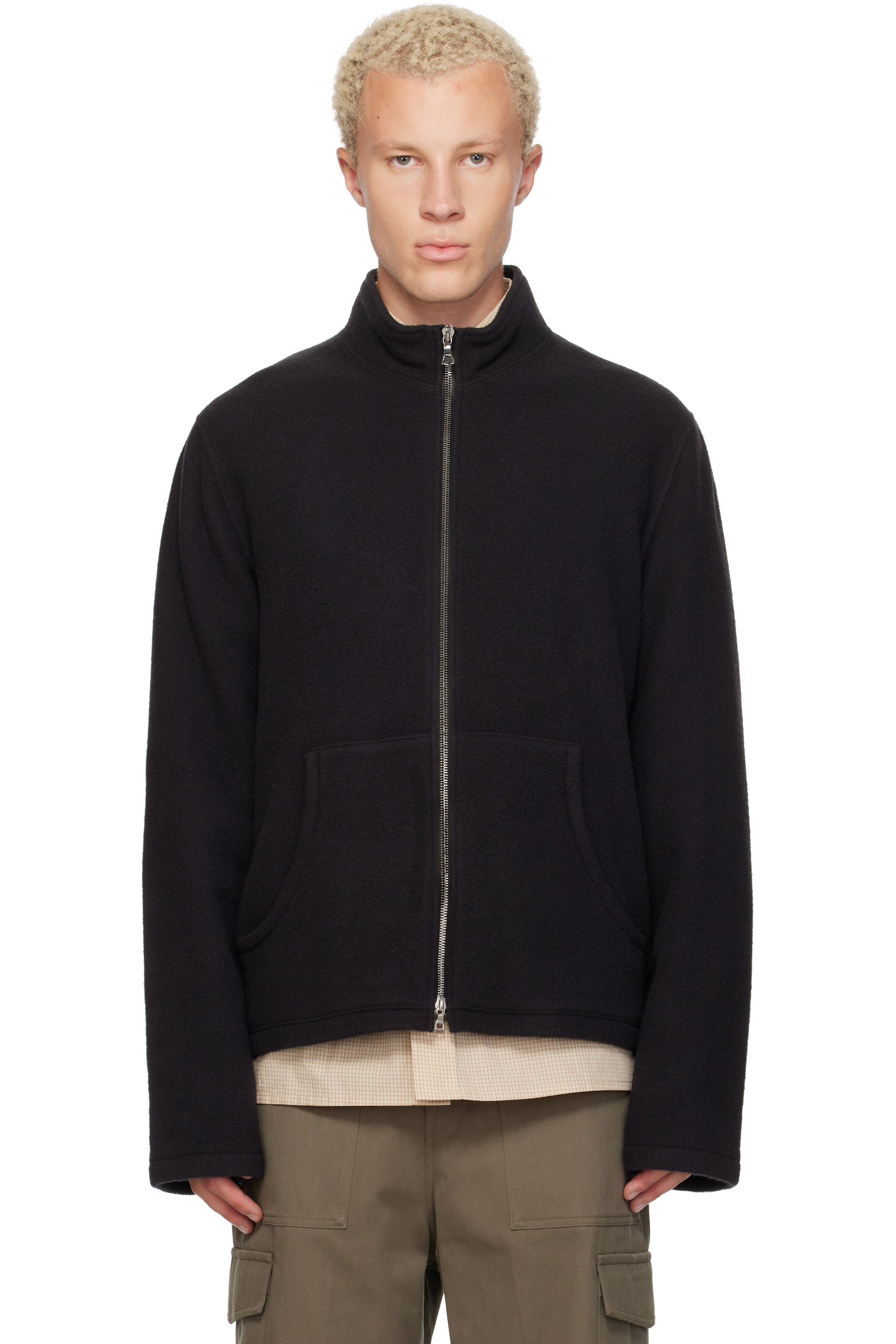Rier - Black Full Zip Fleece Sweater
