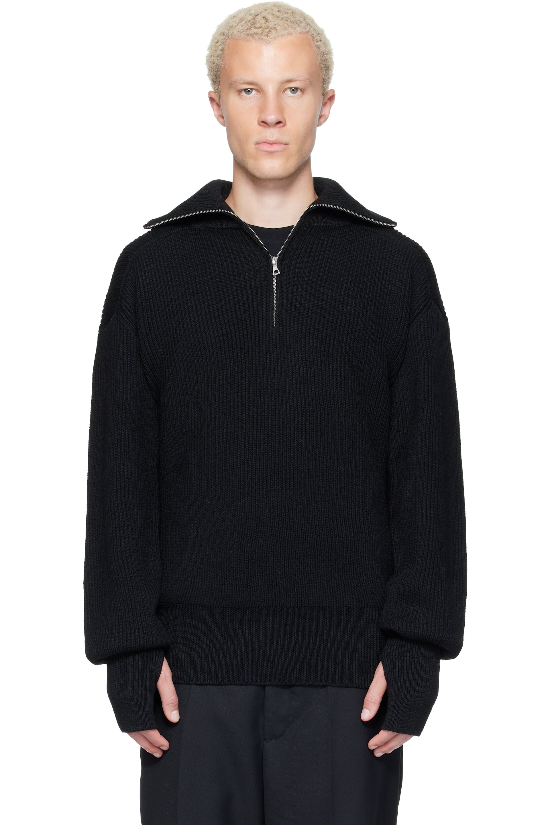 Rier - Black Halfzip Utility Sweater