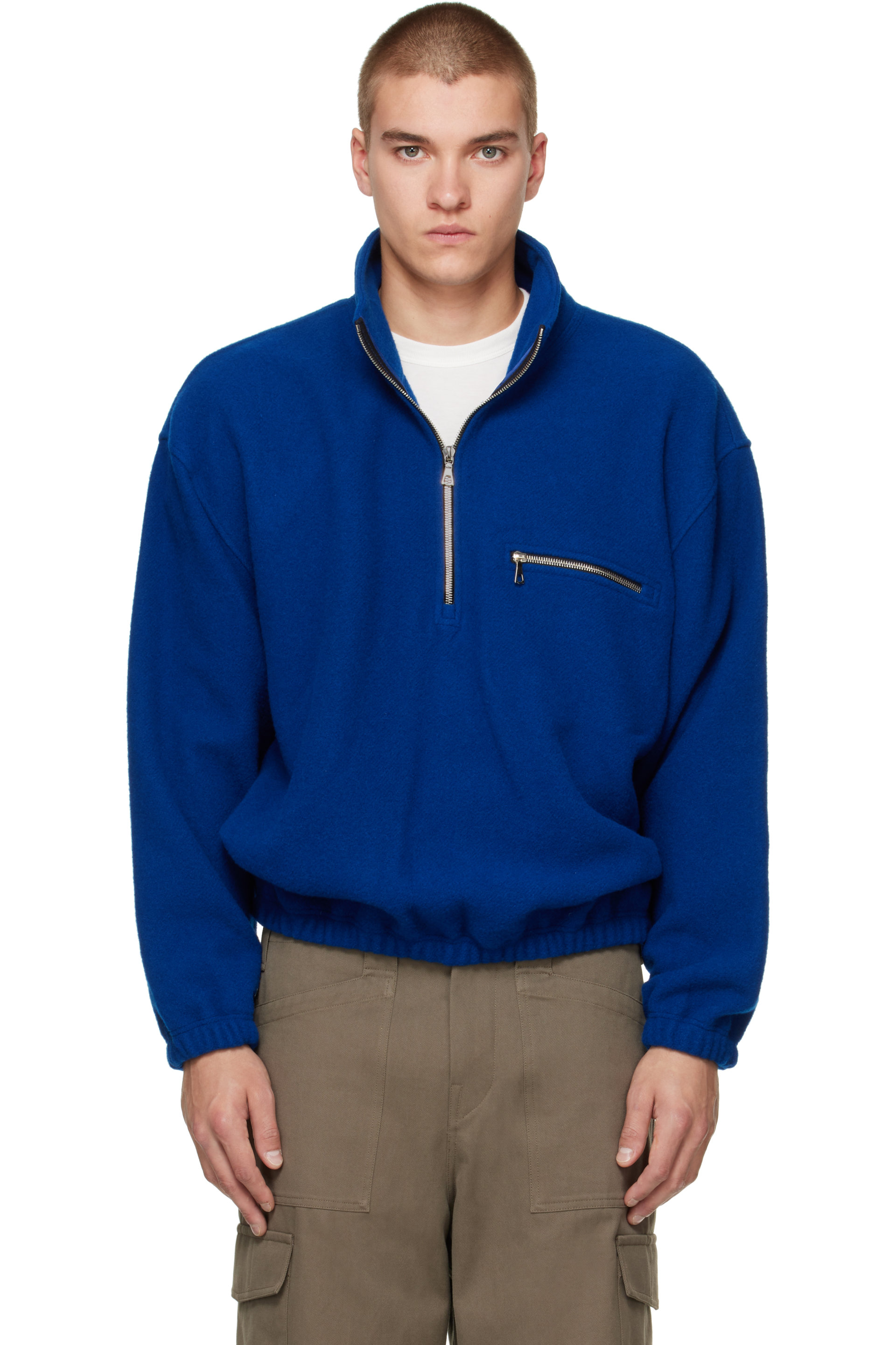 Rier - Blouson bleu en molleton
