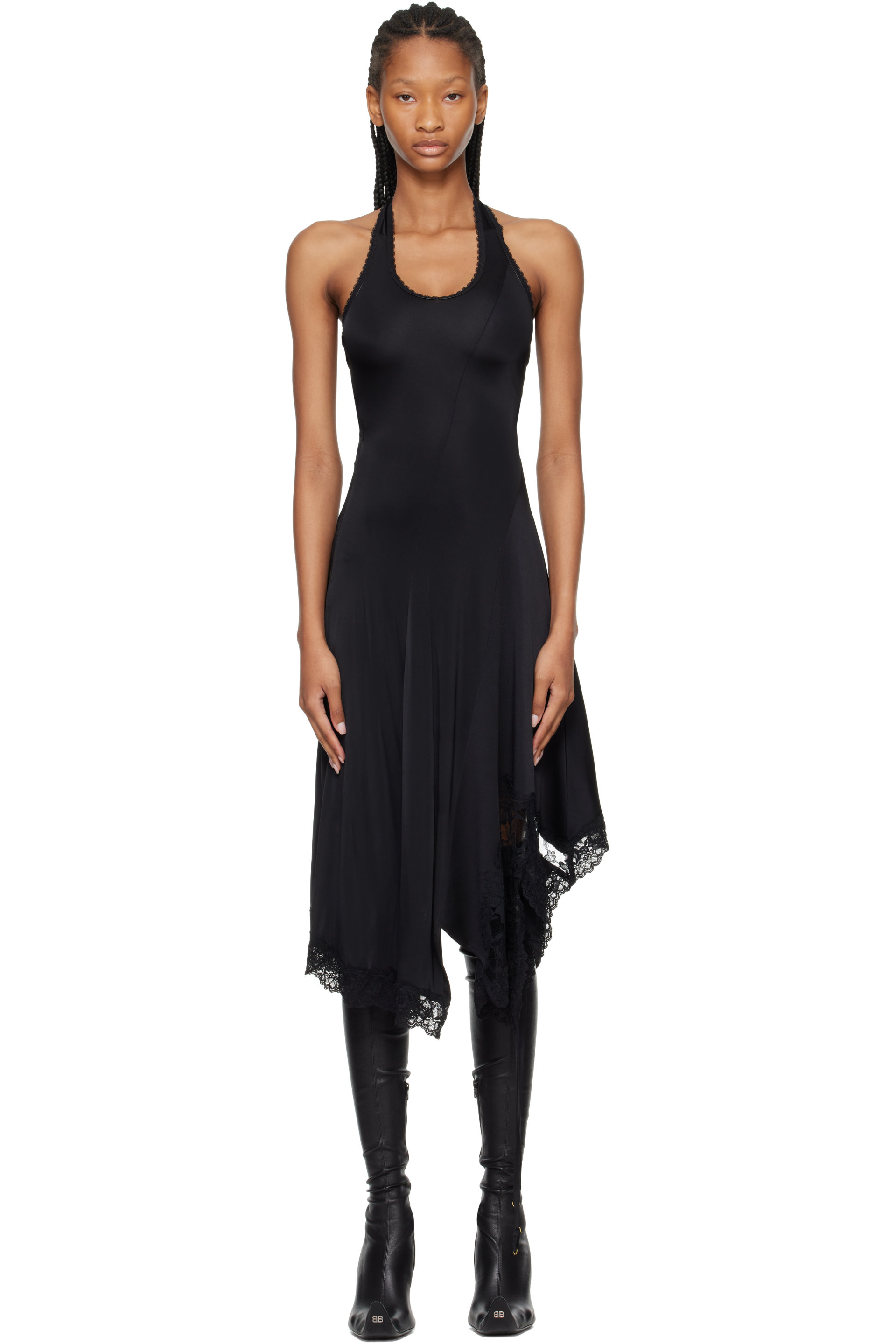 VETEMENTS - Black Twisted Lingerie Midi Dress
