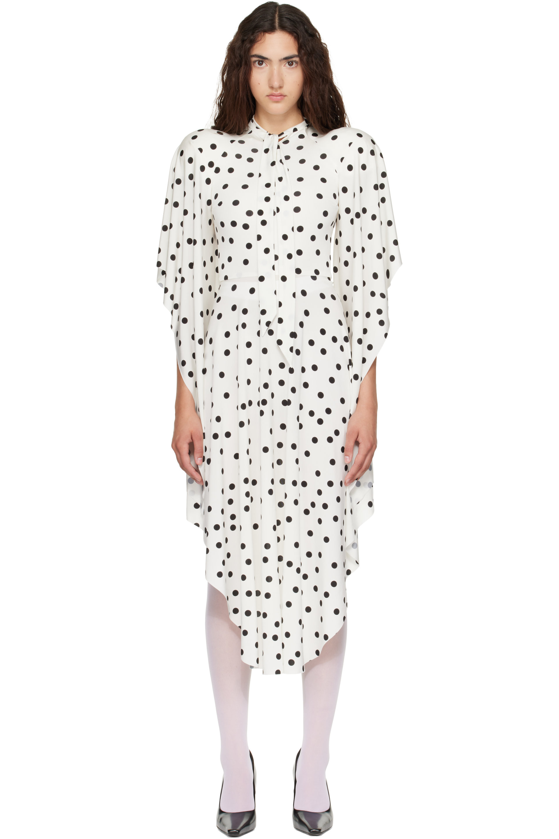 VETEMENTS - White Round Shoulder Midi Dress