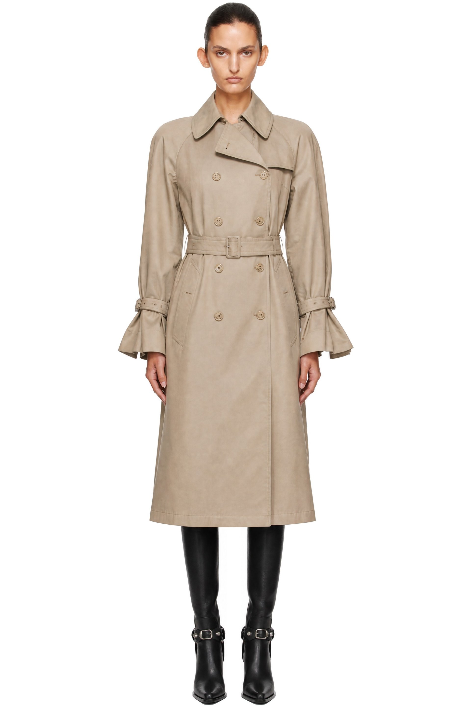 VETEMENTS - Trench beige à épaulettes et à doublure visible