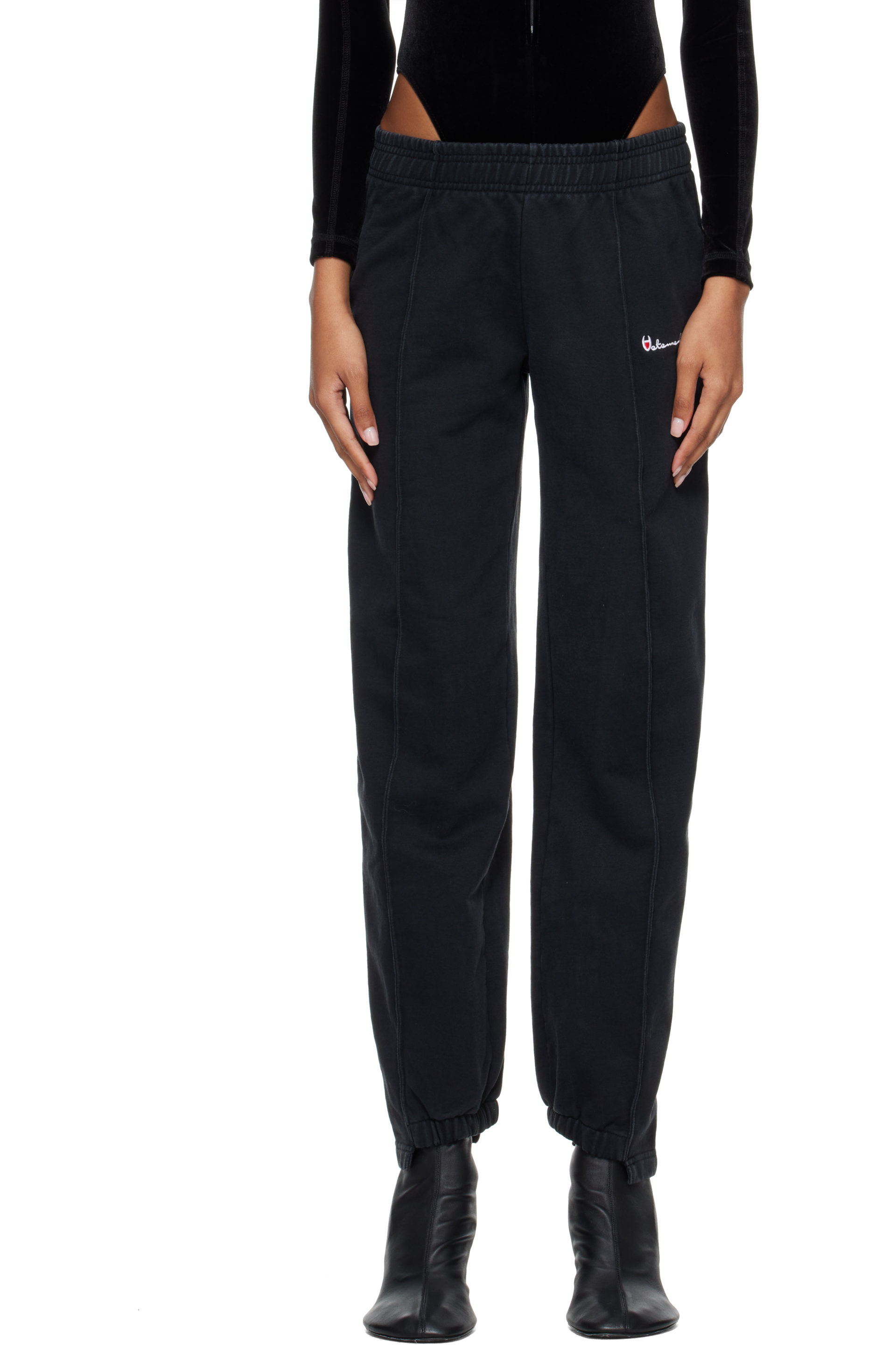 VETEMENTS - Pantalon de survêtement noir à logo et à panneaux