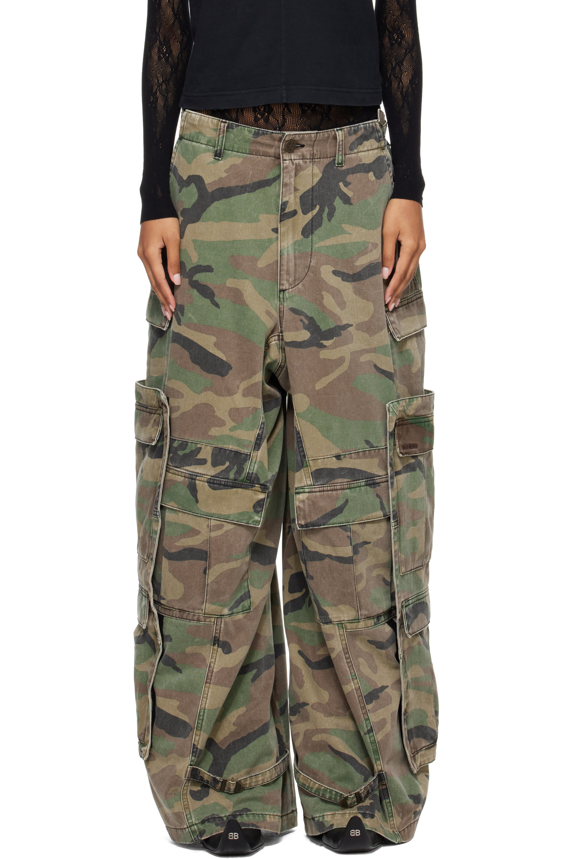 VETEMENTS - Pantalon cargo Merged kaki