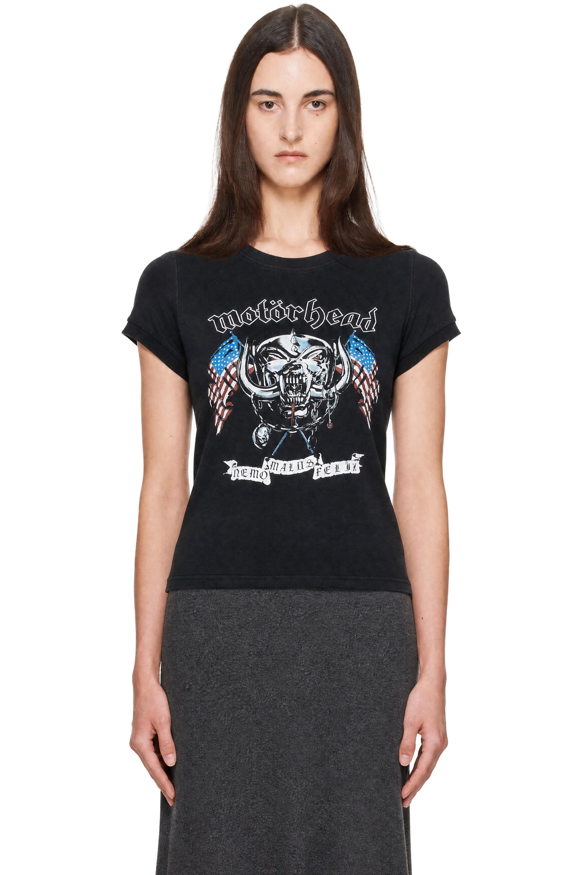VETEMENTS - Black Motorhead Edition Flag Fitted T-shirt