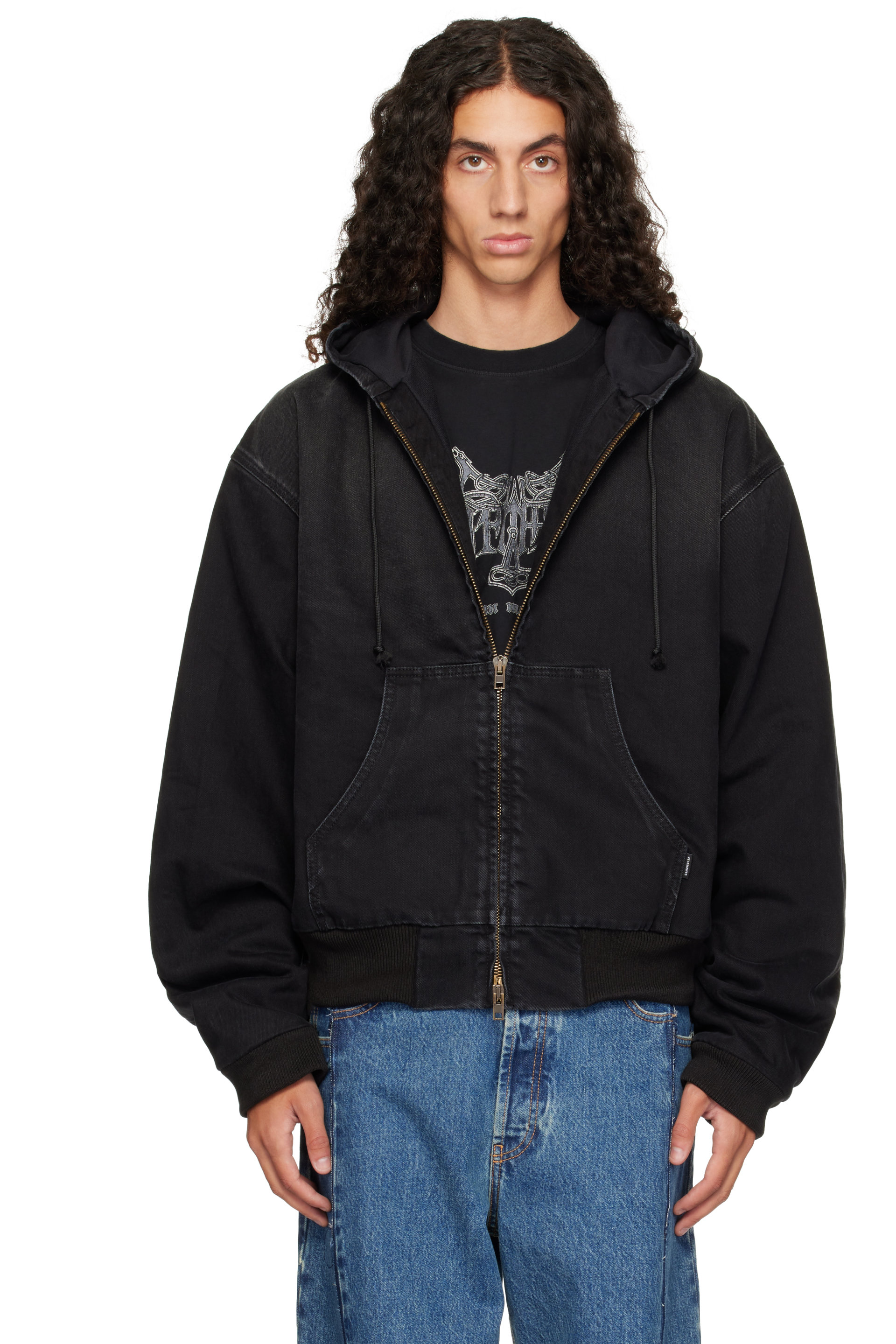 VETEMENTS - Blouson aviateur de travail noir en denim