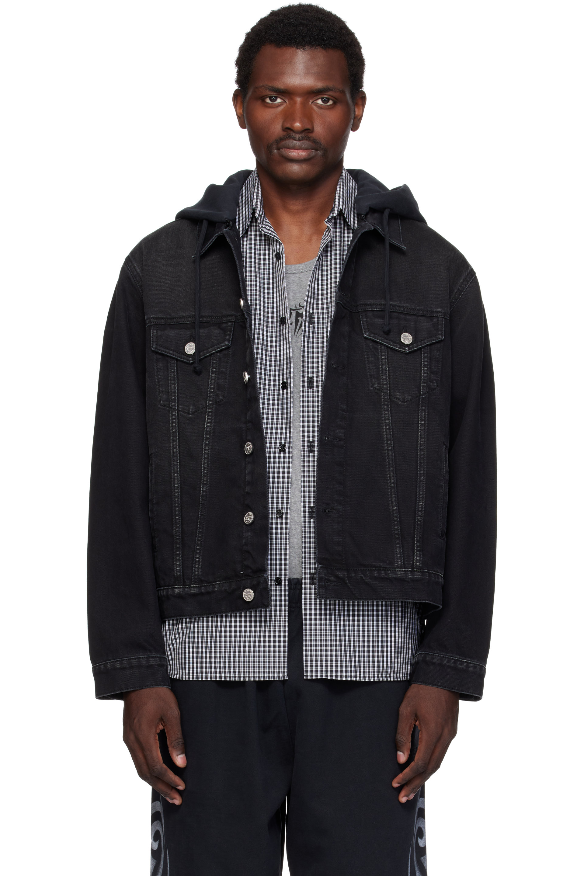 VETEMENTS - Black Detachable Hood Denim Jacket