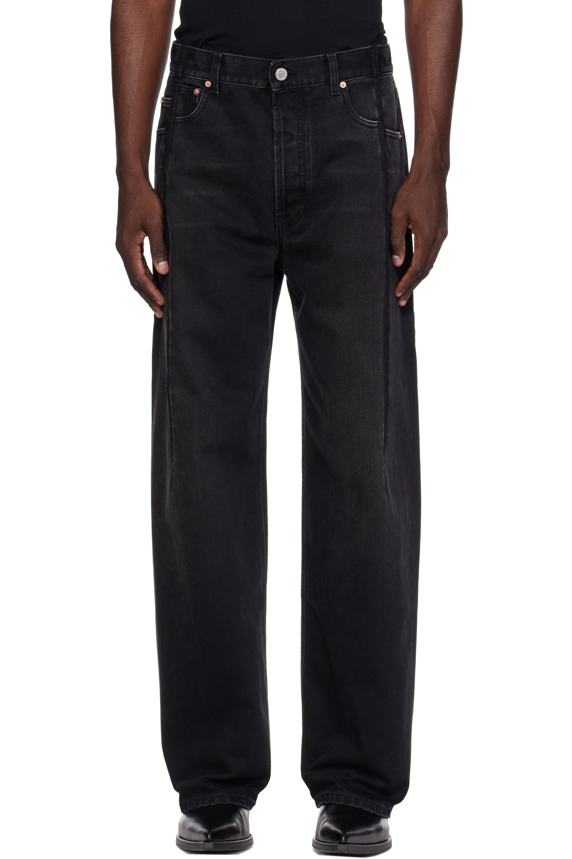 VETEMENTS - Black Pinched Cut-Up Jeans