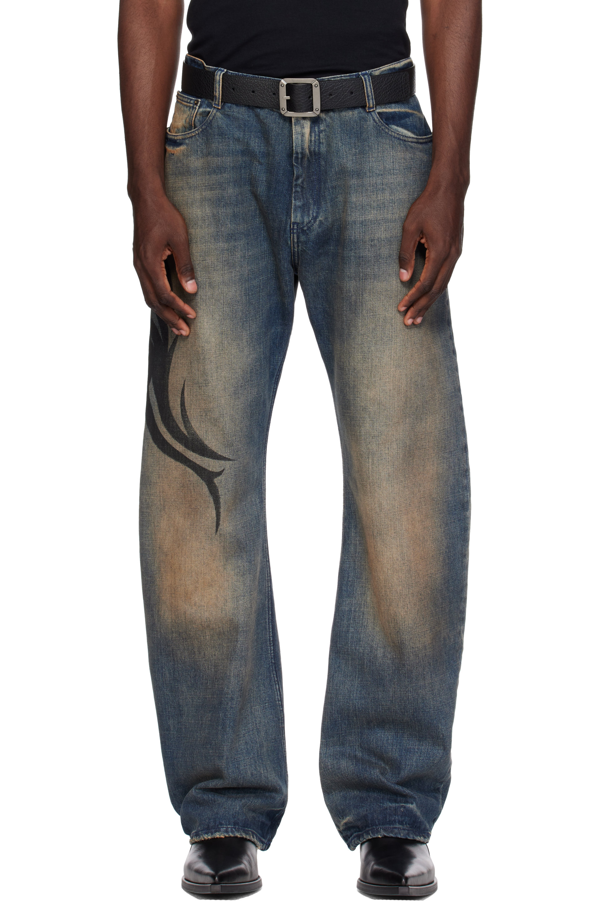 VETEMENTS - Blue Graffiti O-Leg Jeans