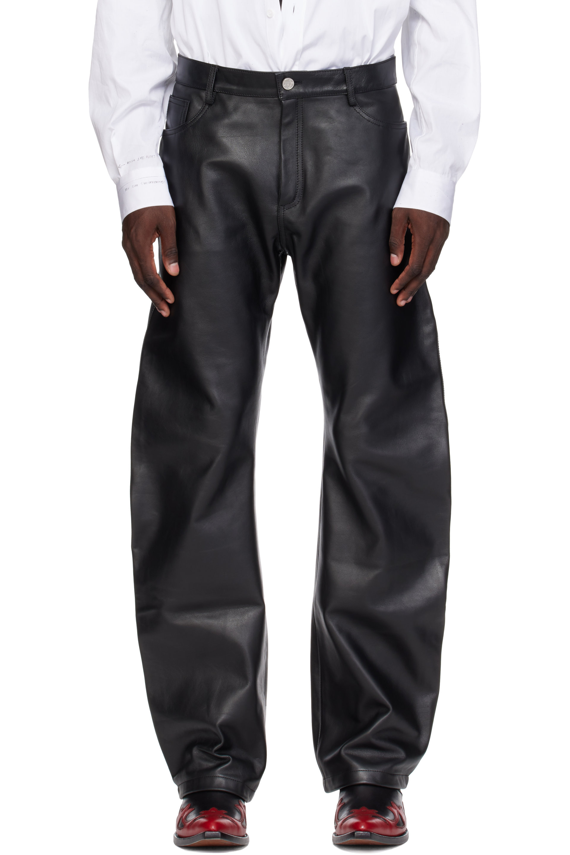 VETEMENTS - Black O-Leg Leather Pants
