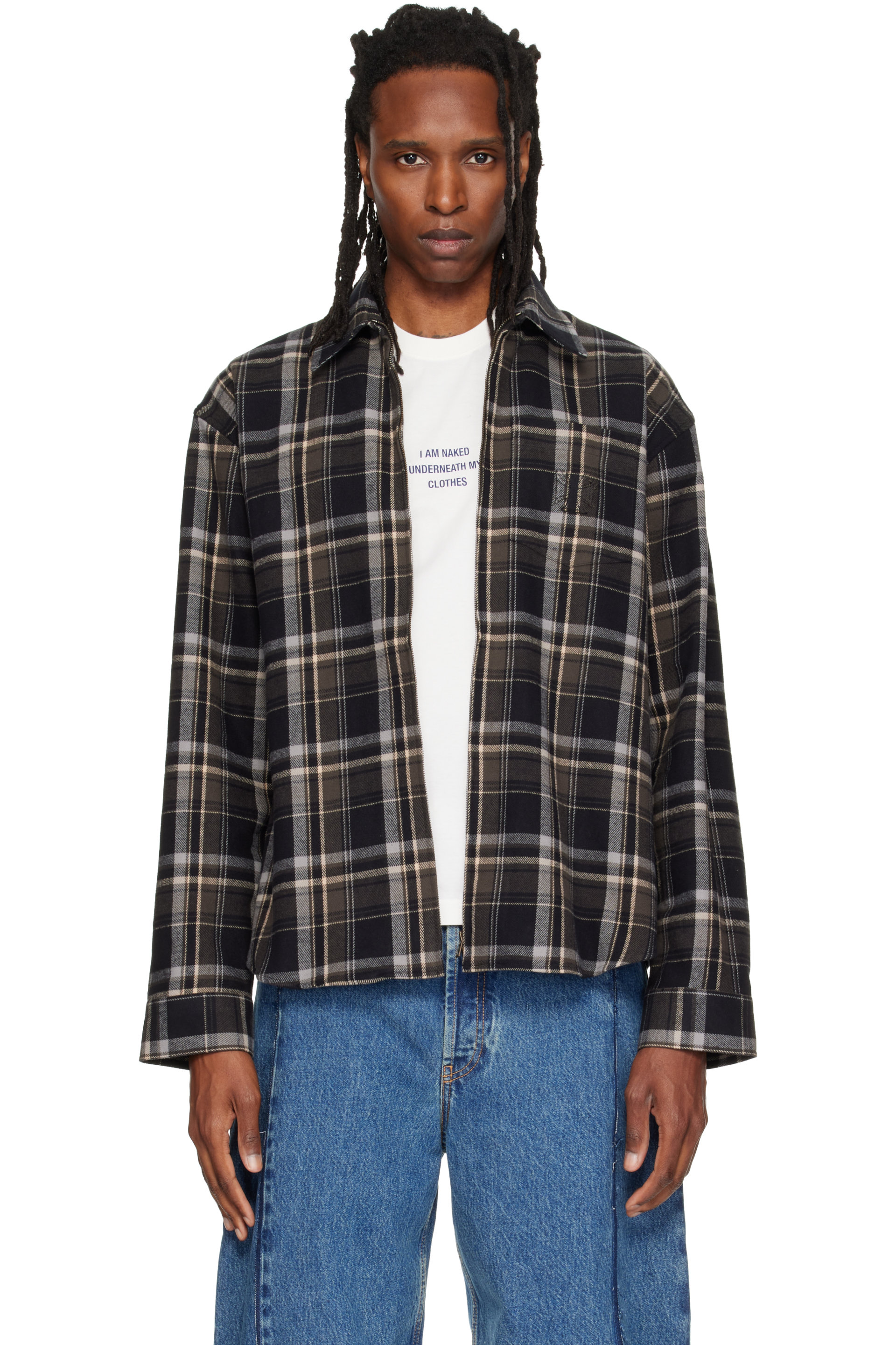 VETEMENTS - Chemise noire à logo Biker Cross et à glissière