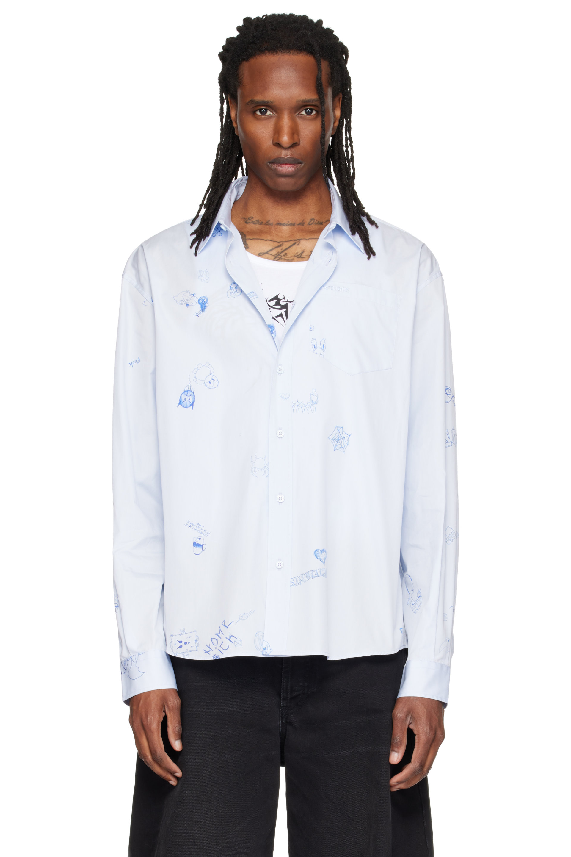 VETEMENTS - Blue Scribble Classic Shirt