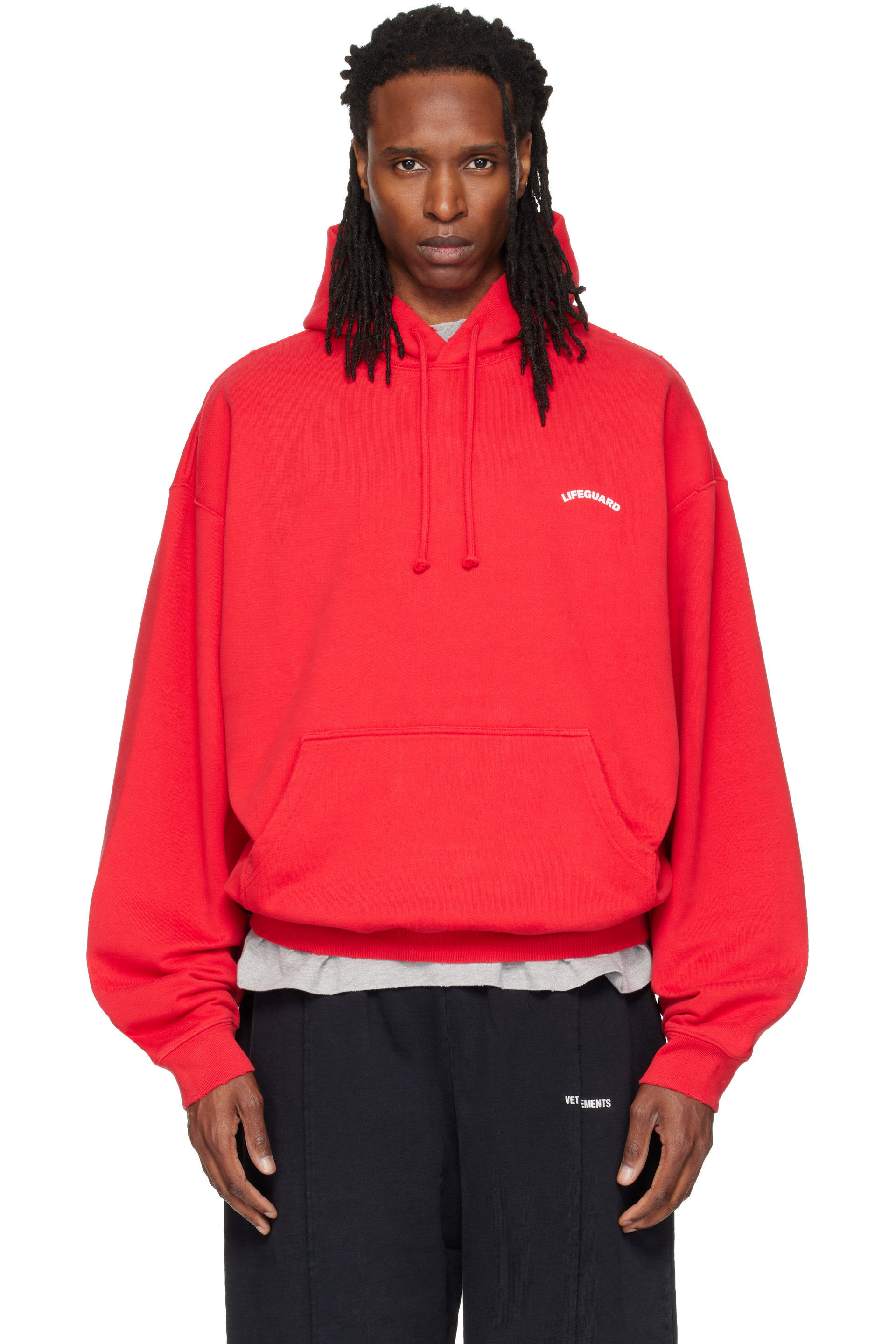 VETEMENTS - Red Oversized 'Lifeguard' Hoodie
